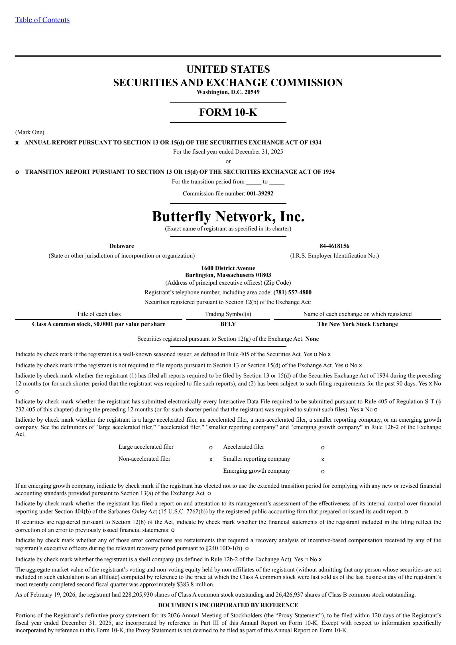 Butterfly Network's Q4 2025 Annual report
