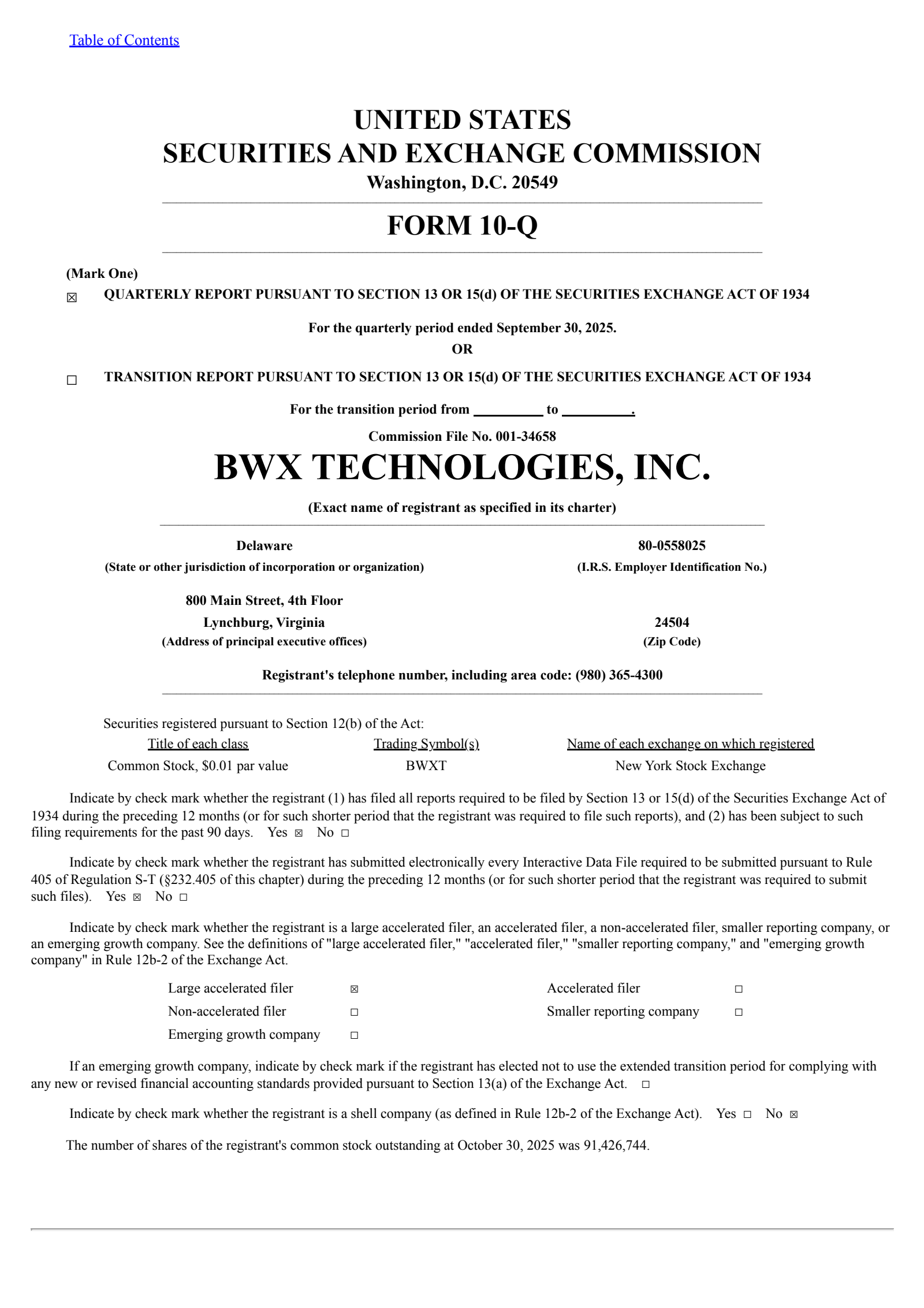 BWX Technologies' Q3 2025 Quarterly Report
