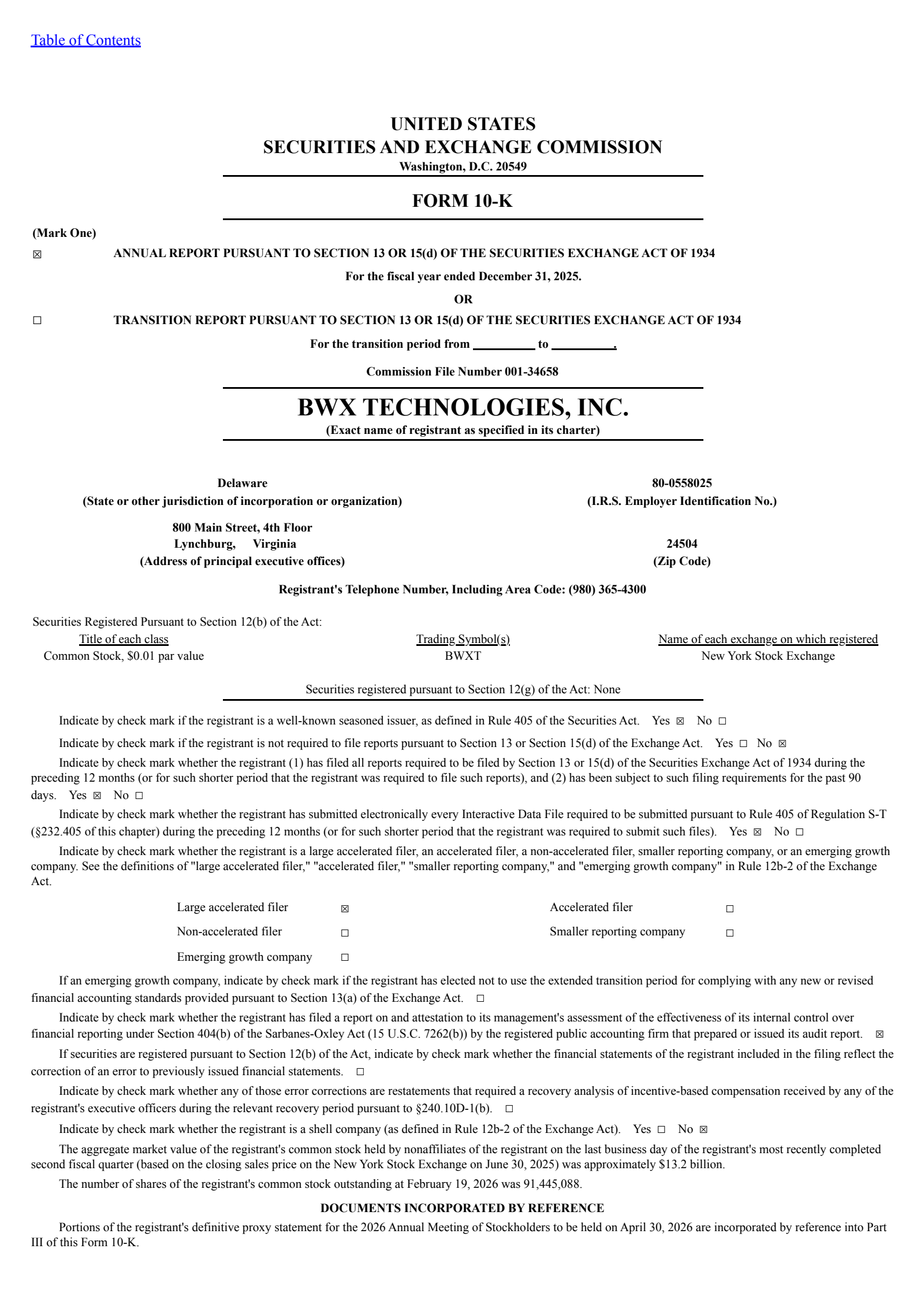 BWX Technologies' Q4 2025 Annual report