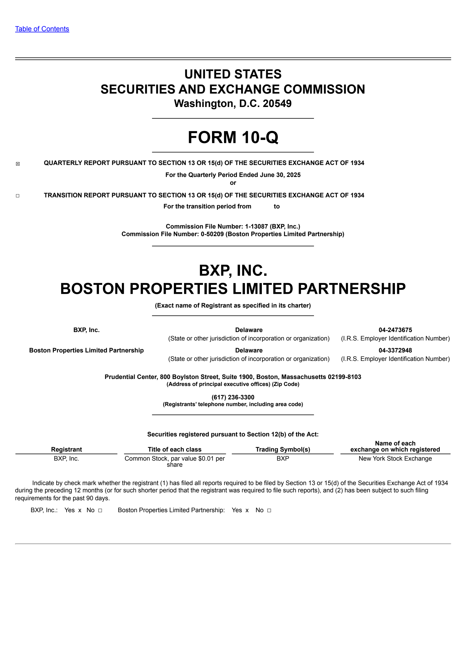 BXP's Q2 2025 Quarterly report