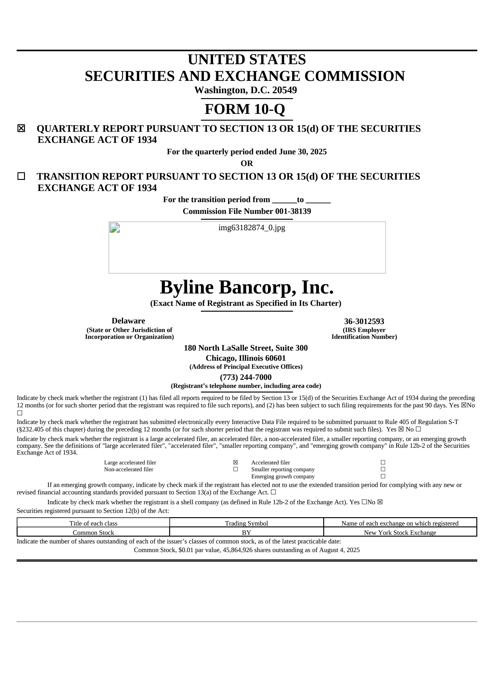 Byline Bancorp's Q2 2025 Quarterly report