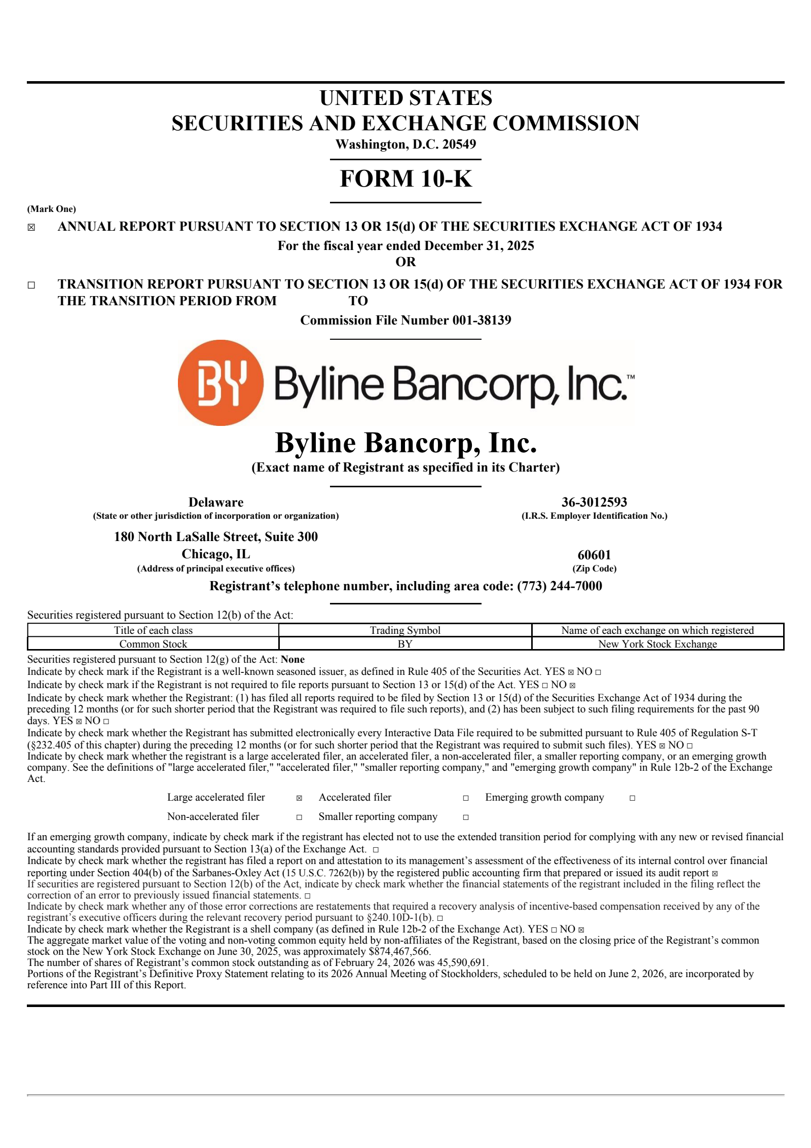 Byline Bancorp's Q4 2025 Annual report
