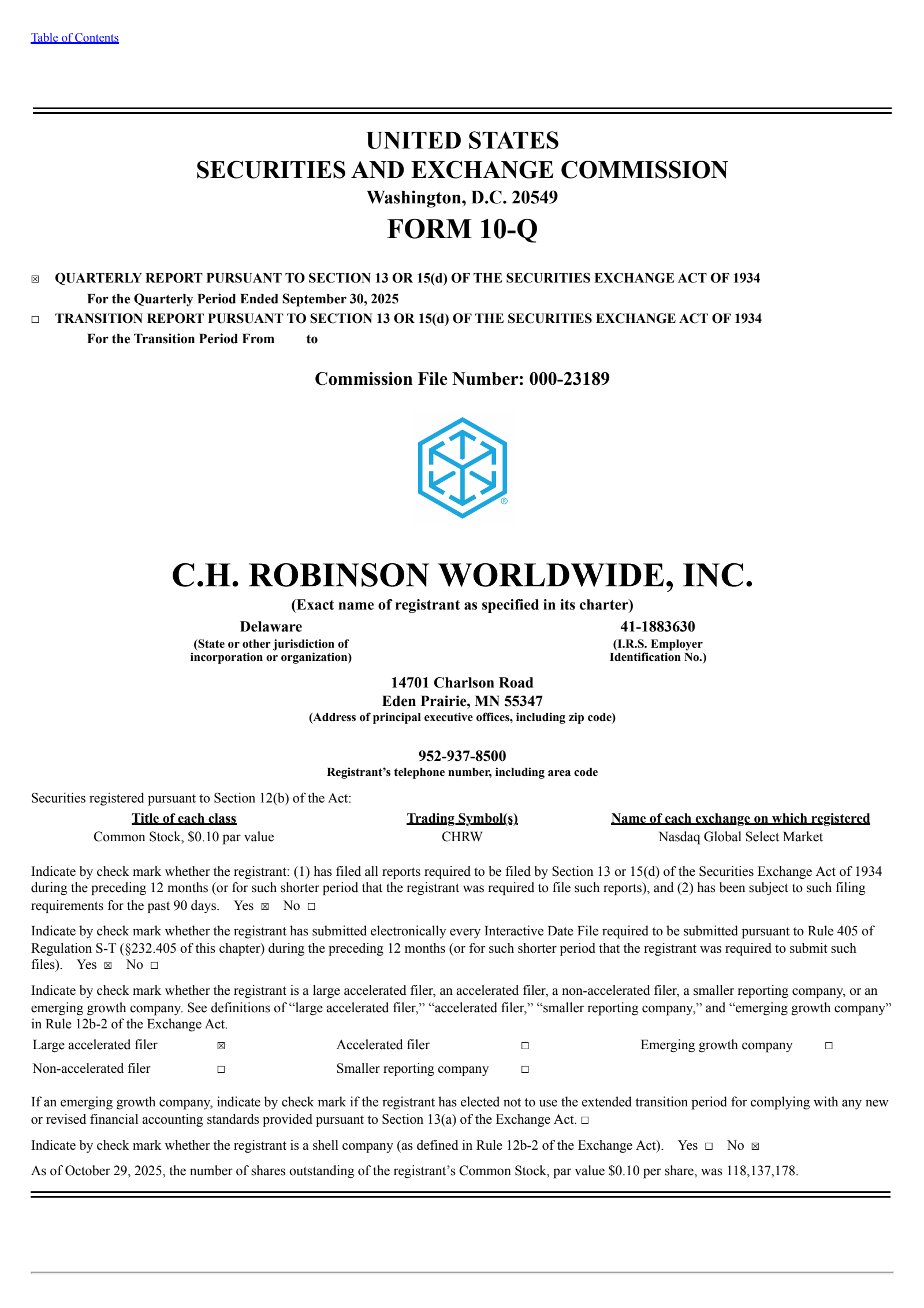 C.H. Robinson Worldwide's Q3 2025 Quarterly Report