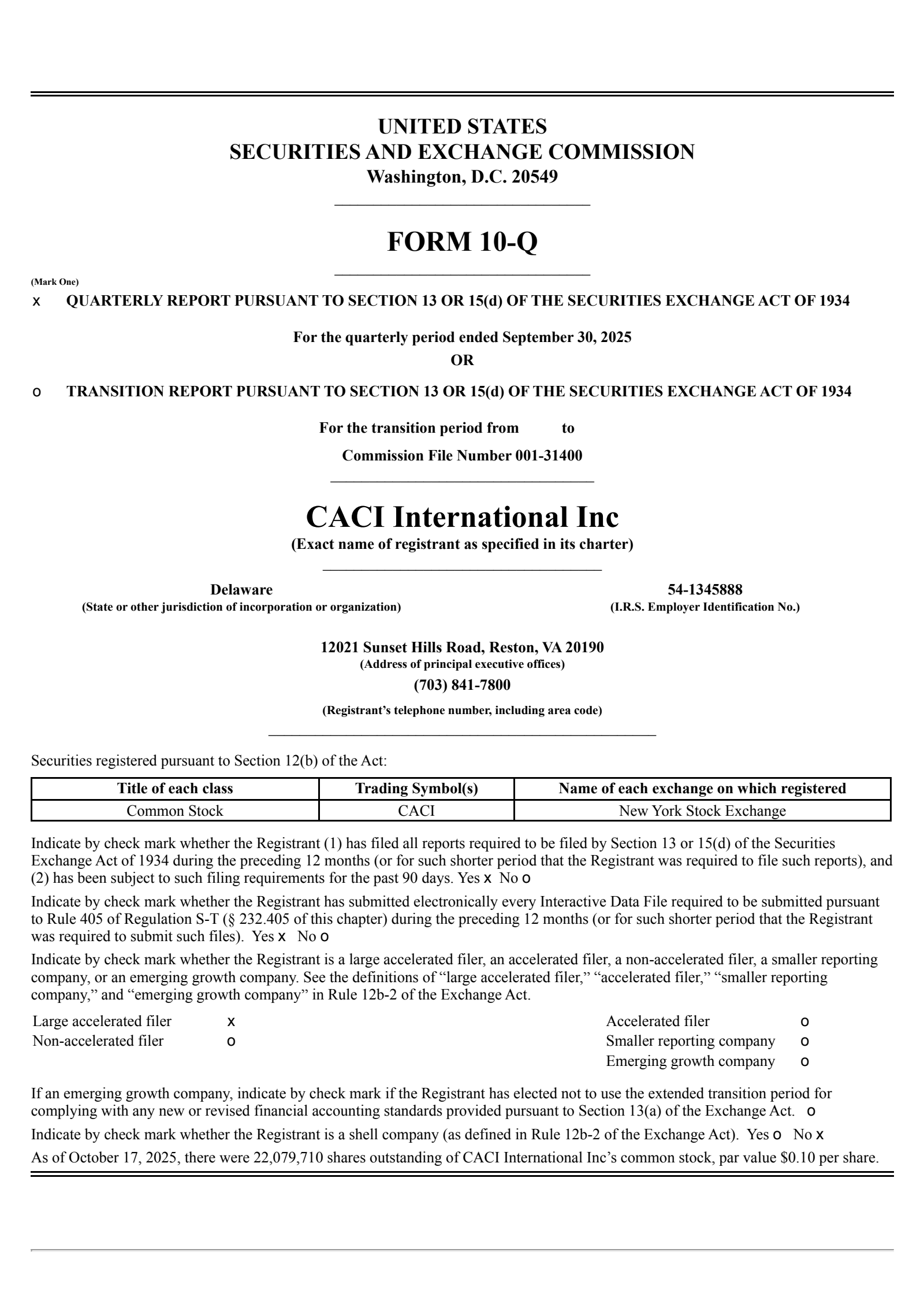 CACI International's Q1 2026 Quarterly Report