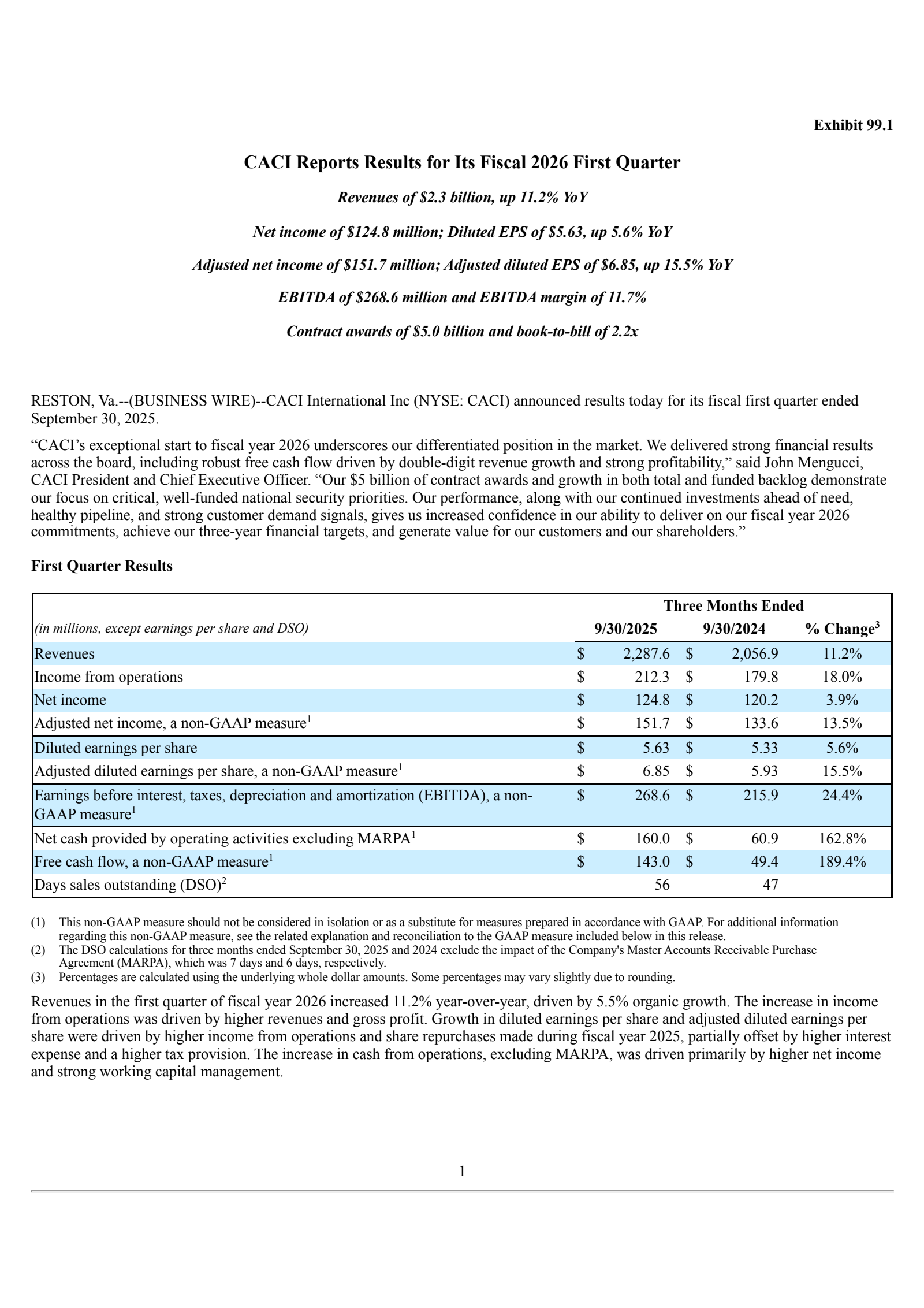 CACI International's Q1 2026 Earnings Release