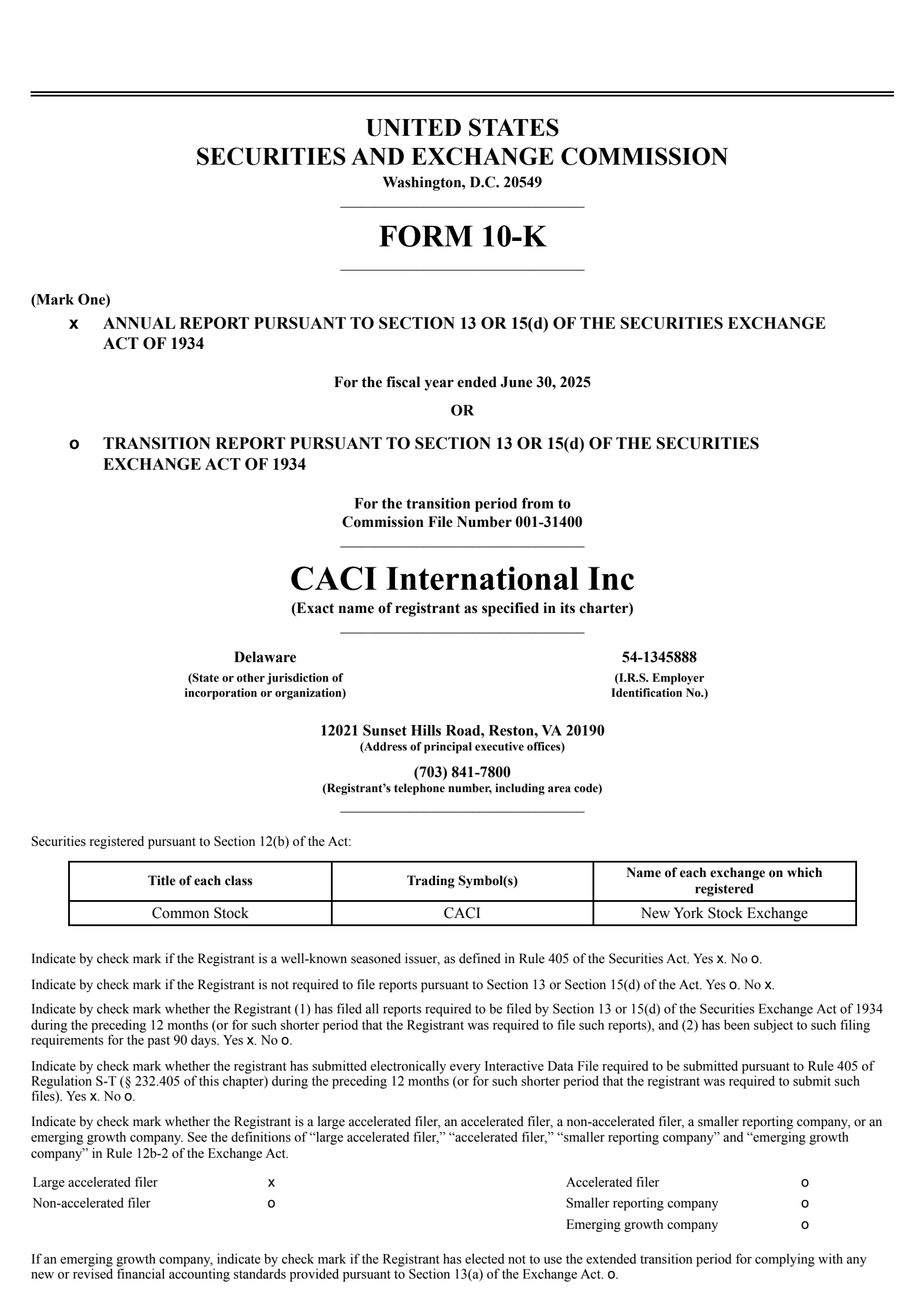 CACI International's Q4 2025 Annual report