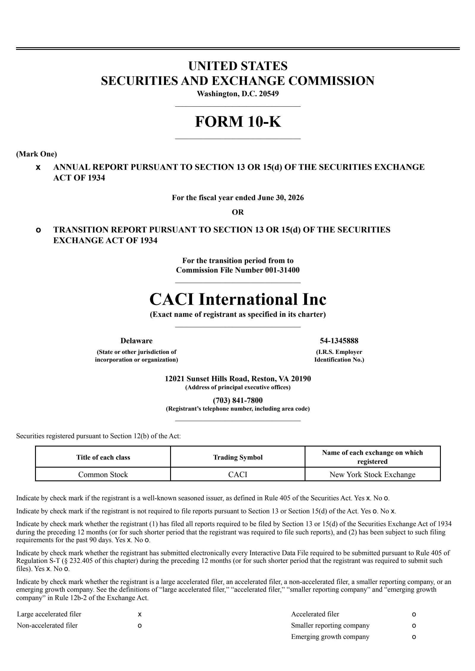 CACI International's Q4 2026 Annual report