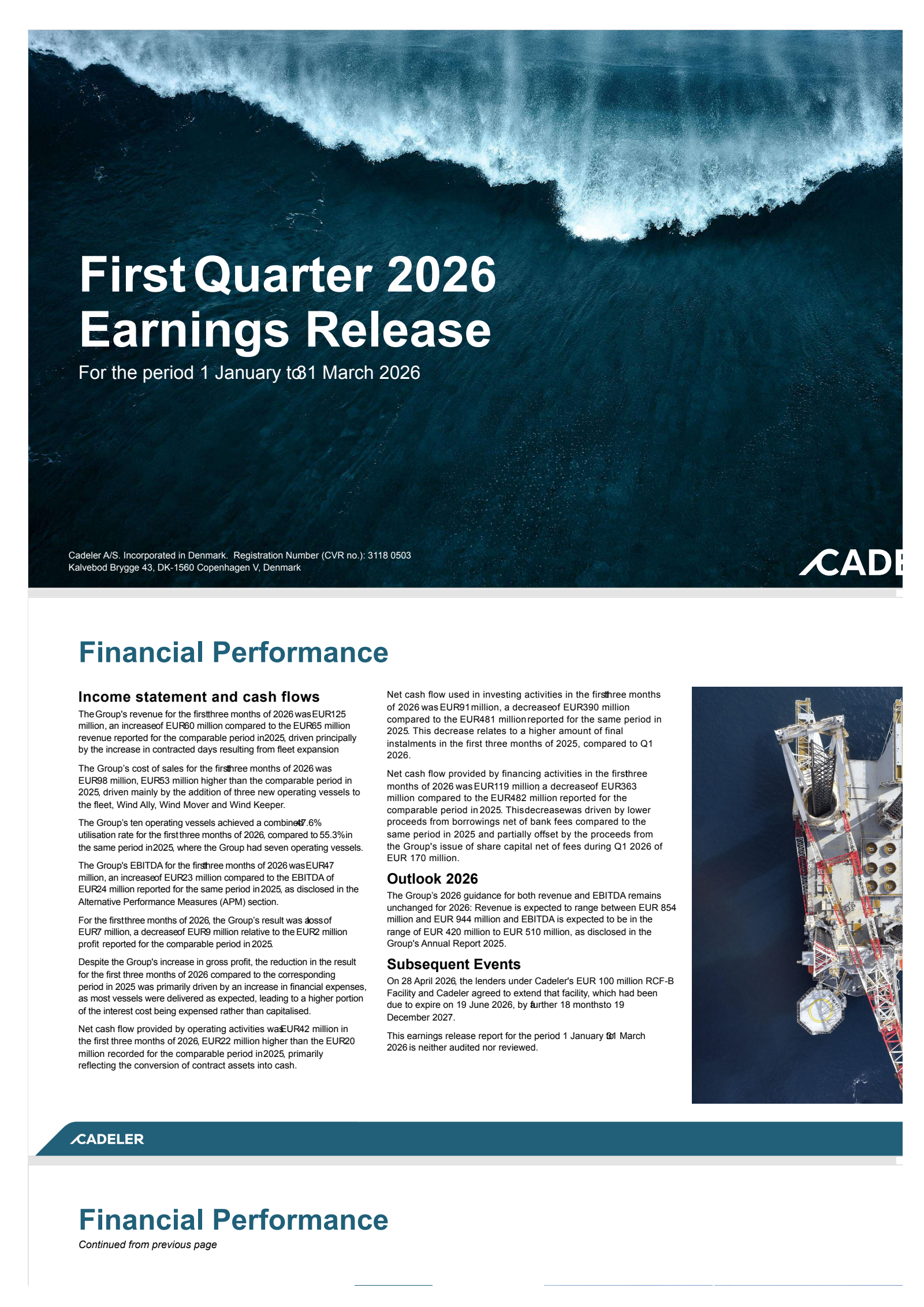 Cadeler A/S's Q1 2026 Press Release