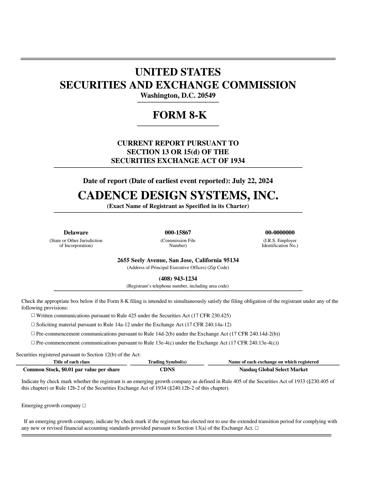 Cadence Design Systems' Q2 2024 Earnings Release
