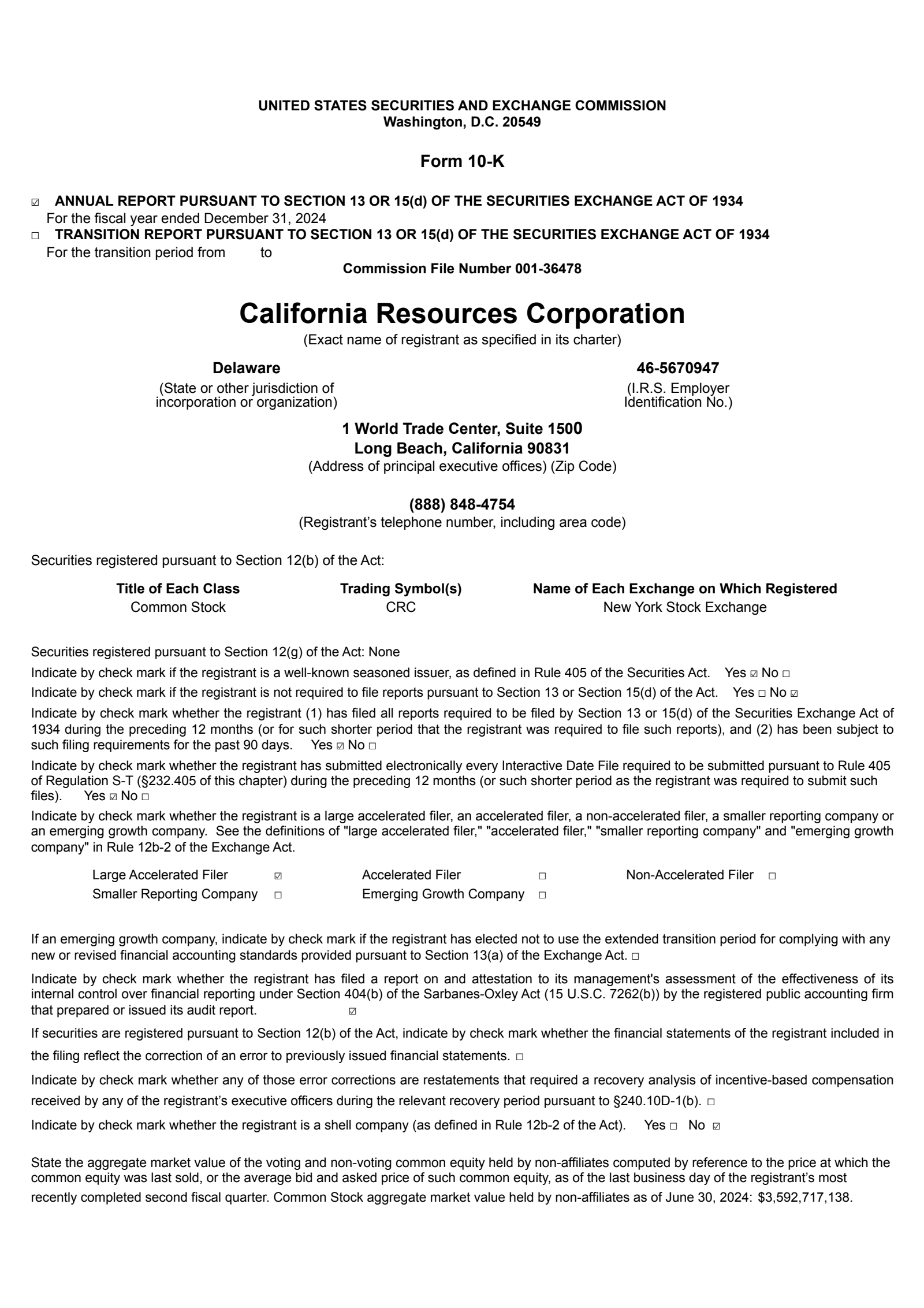 California Resources' Q4 2024 Annual report