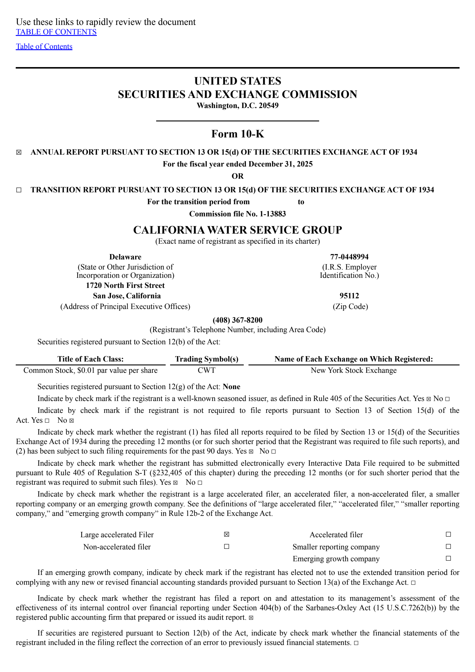 California Water Service Group's Q4 2025 Annual report