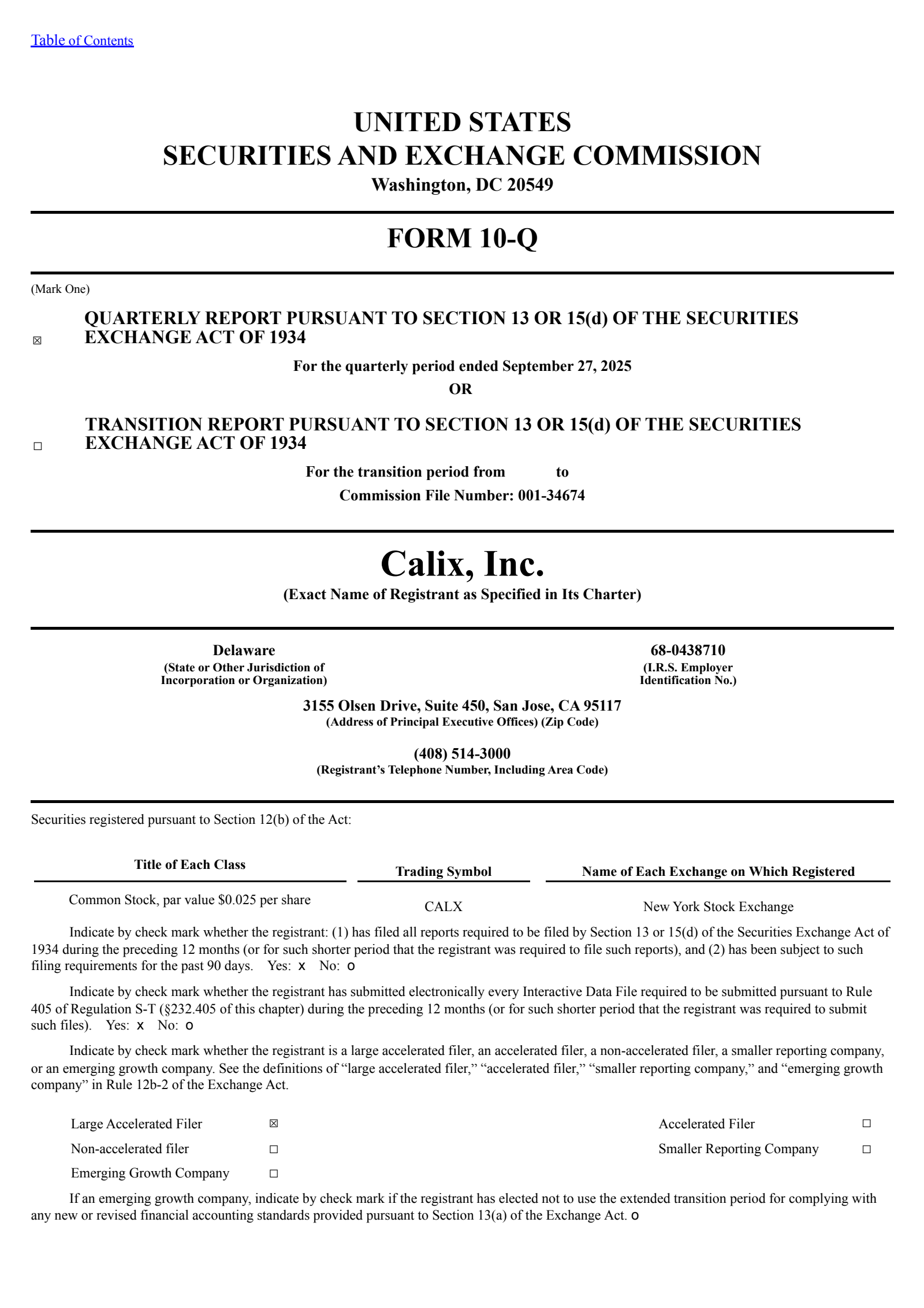 Calix's Q3 2025 Quarterly Report