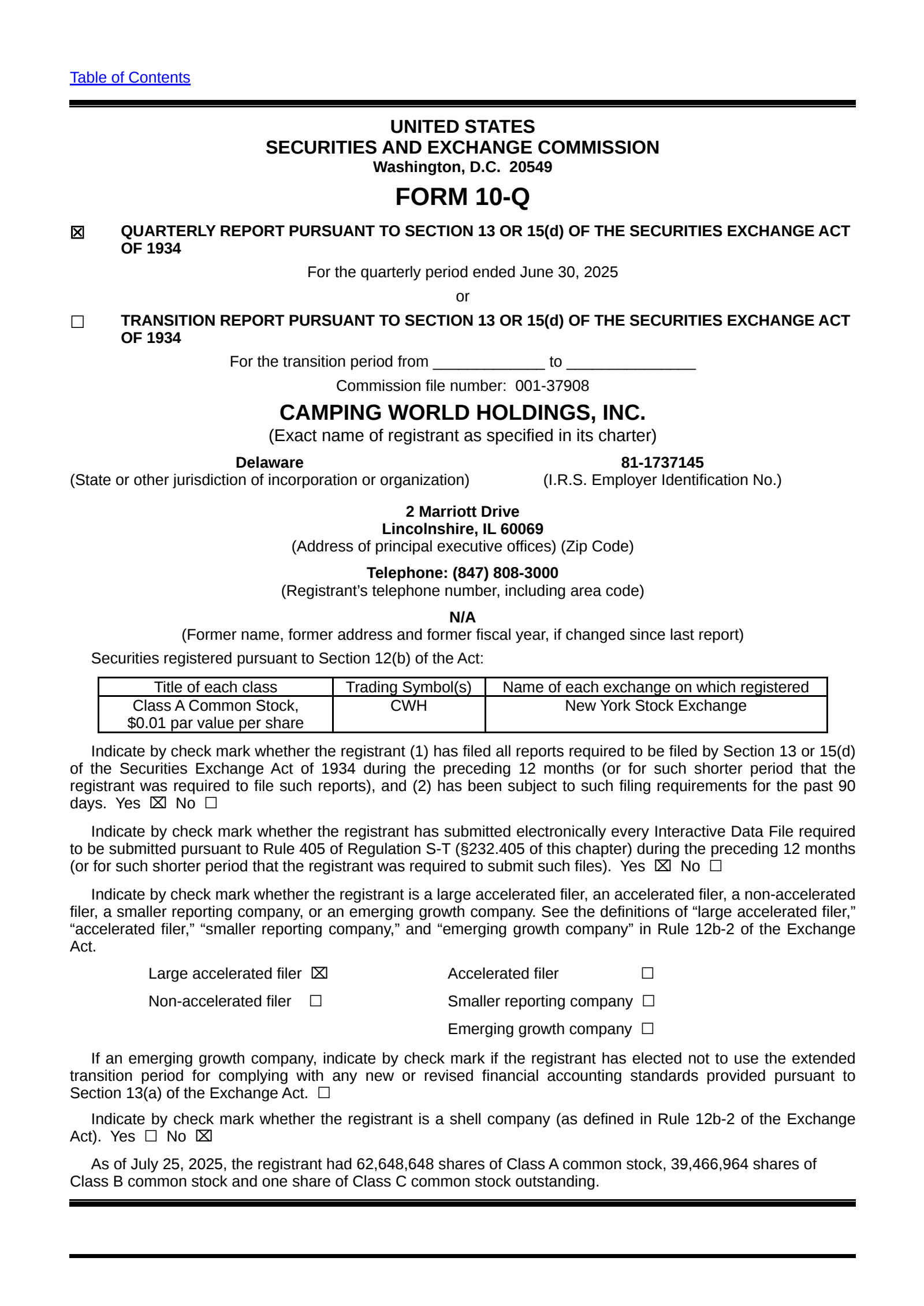 Camping World's Q2 2025 Quarterly report