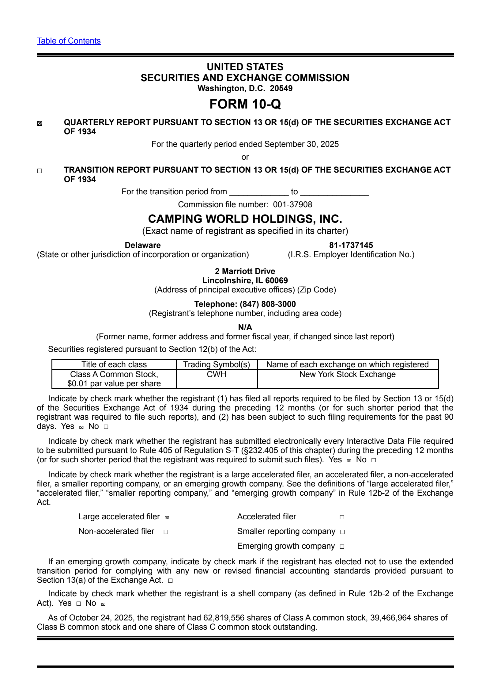 Camping World's Q3 2025 Quarterly Report