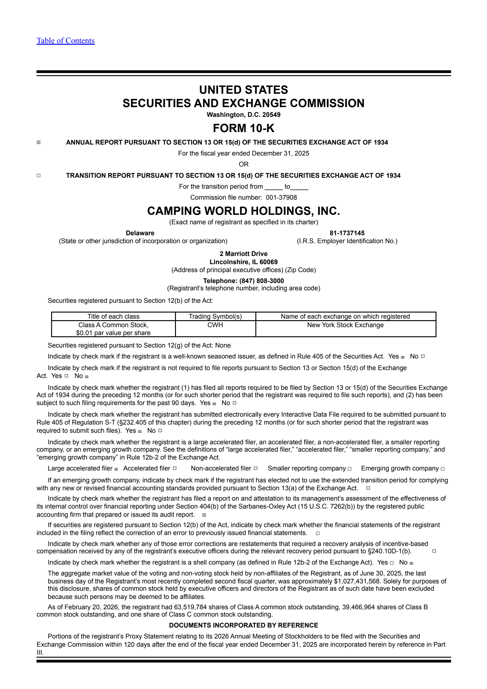 Camping World's Q4 2025 Annual report