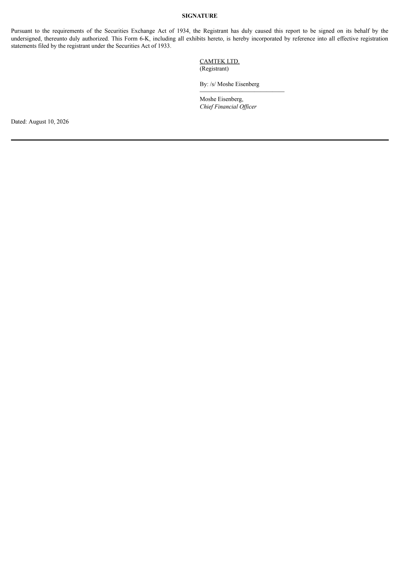 Camtek's Q2 2026 Press Release