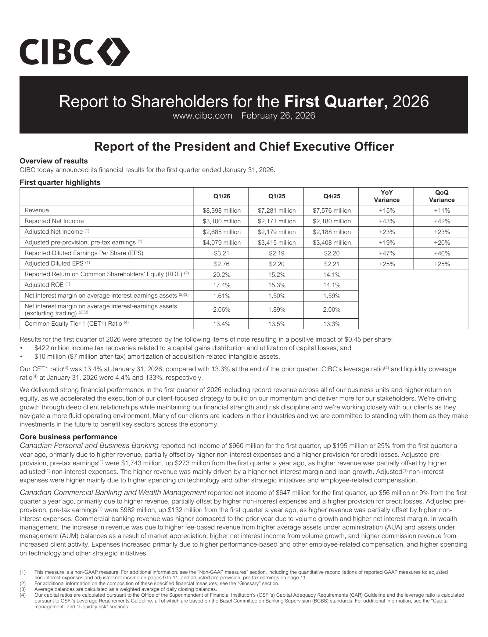 Canadian Imperial Bank of Commerce's Q1 2026 Interim report