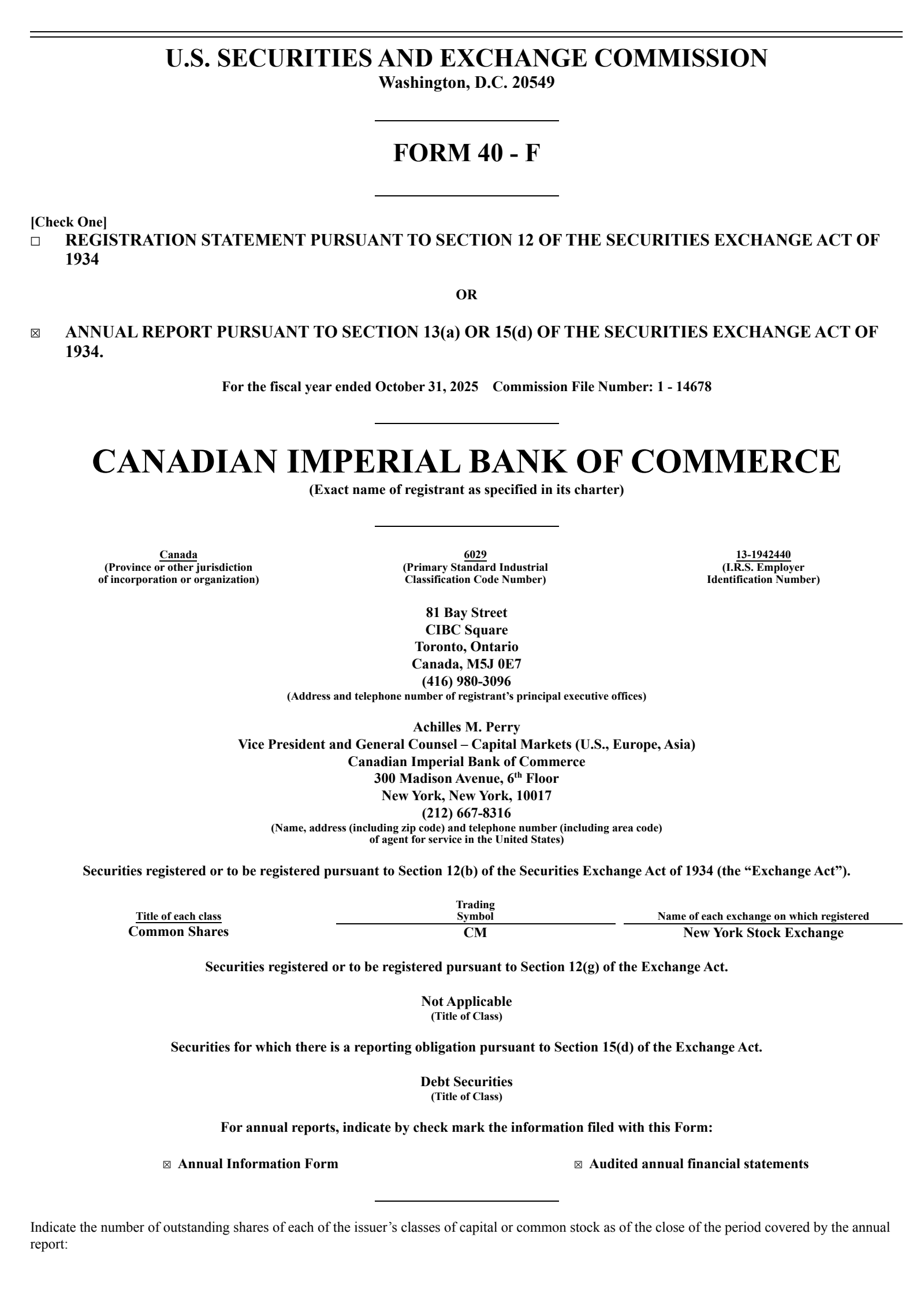 Canadian Imperial Bank of Commerce's Q4 2025 Annual report