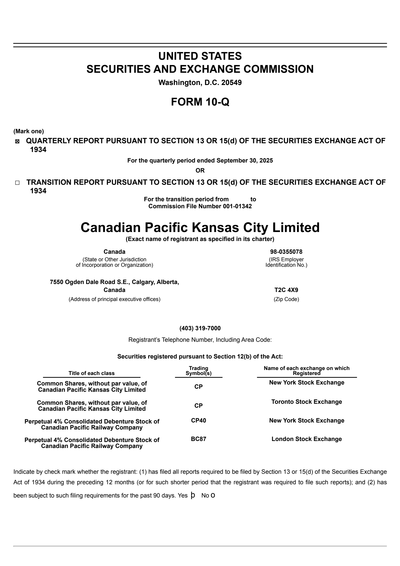 Canadian Pacific Kansas City's Q3 2025 Quarterly Report