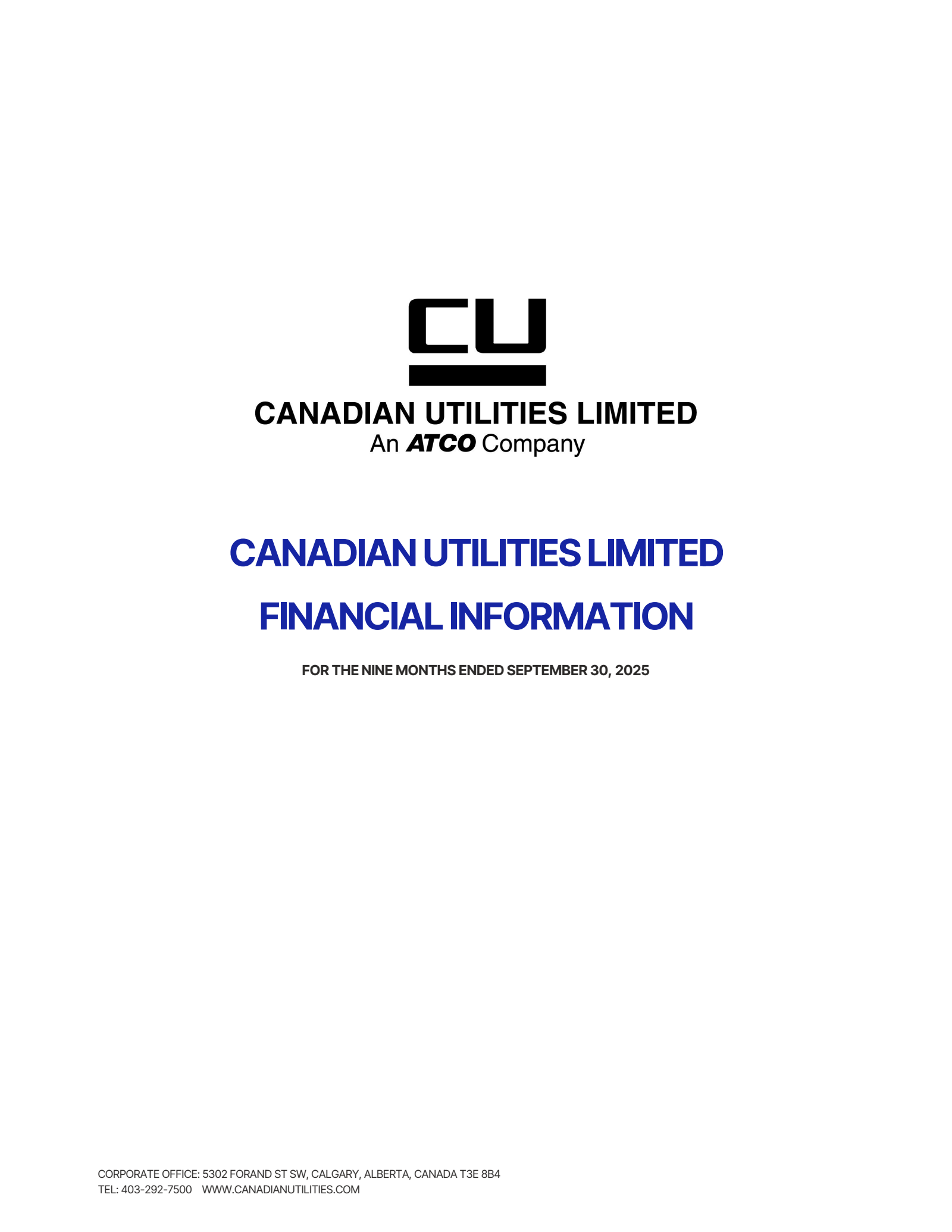 Canadian Utilities' Q3 2025 Interim report