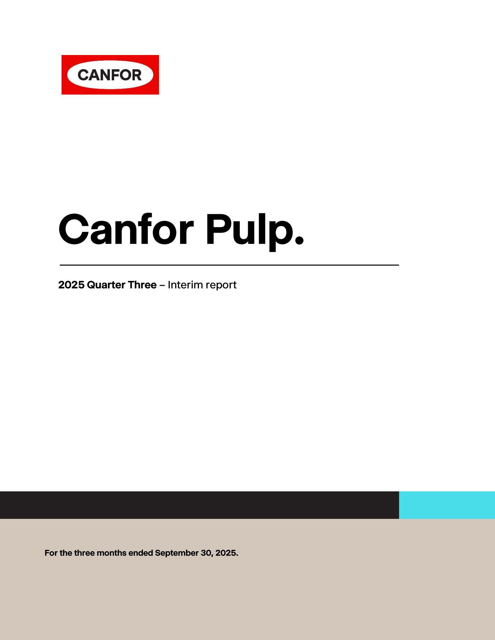Canfor Pulp Products' Q3 2025 Interim Report