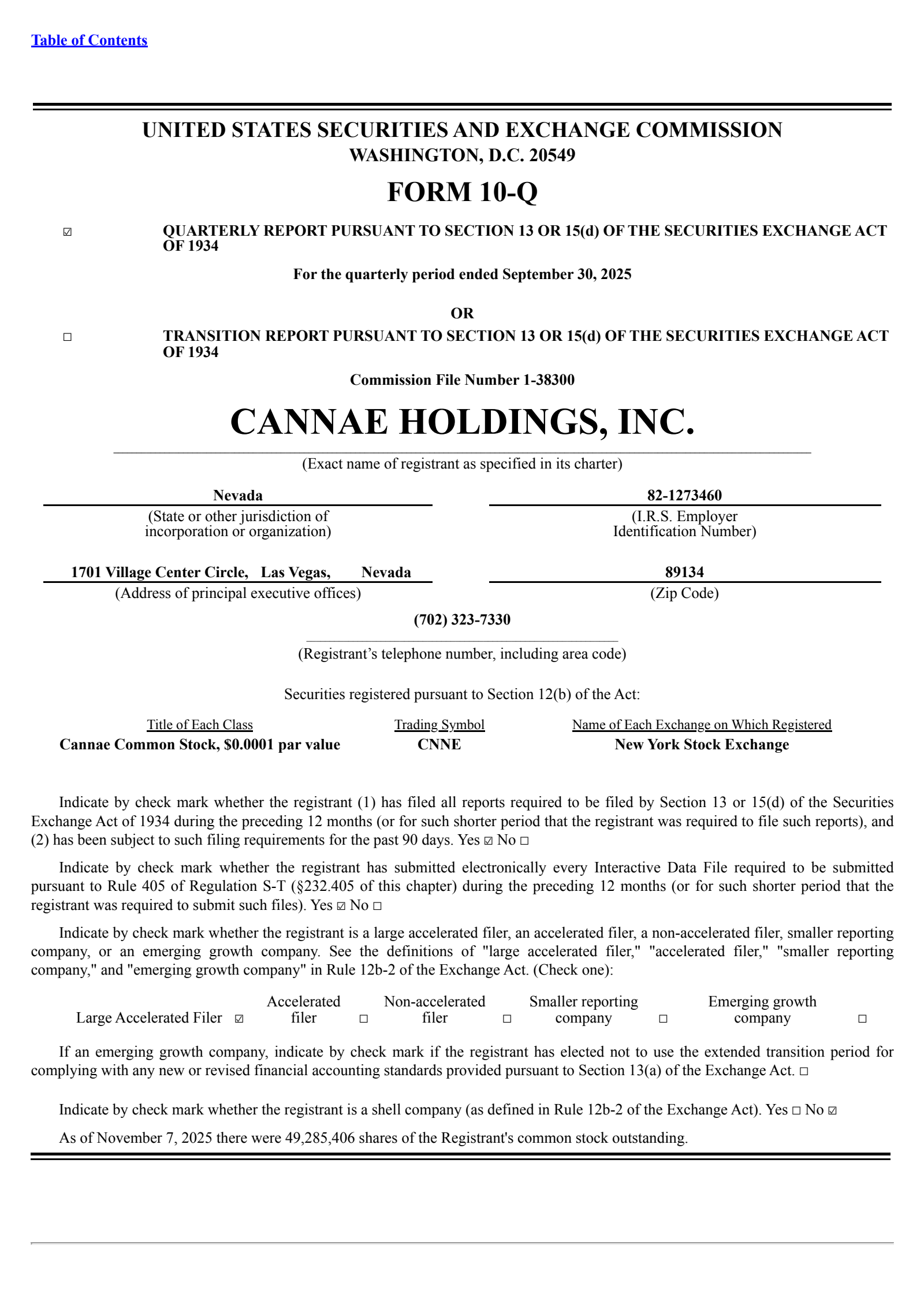 Cannae's Q3 2025 Quarterly Report