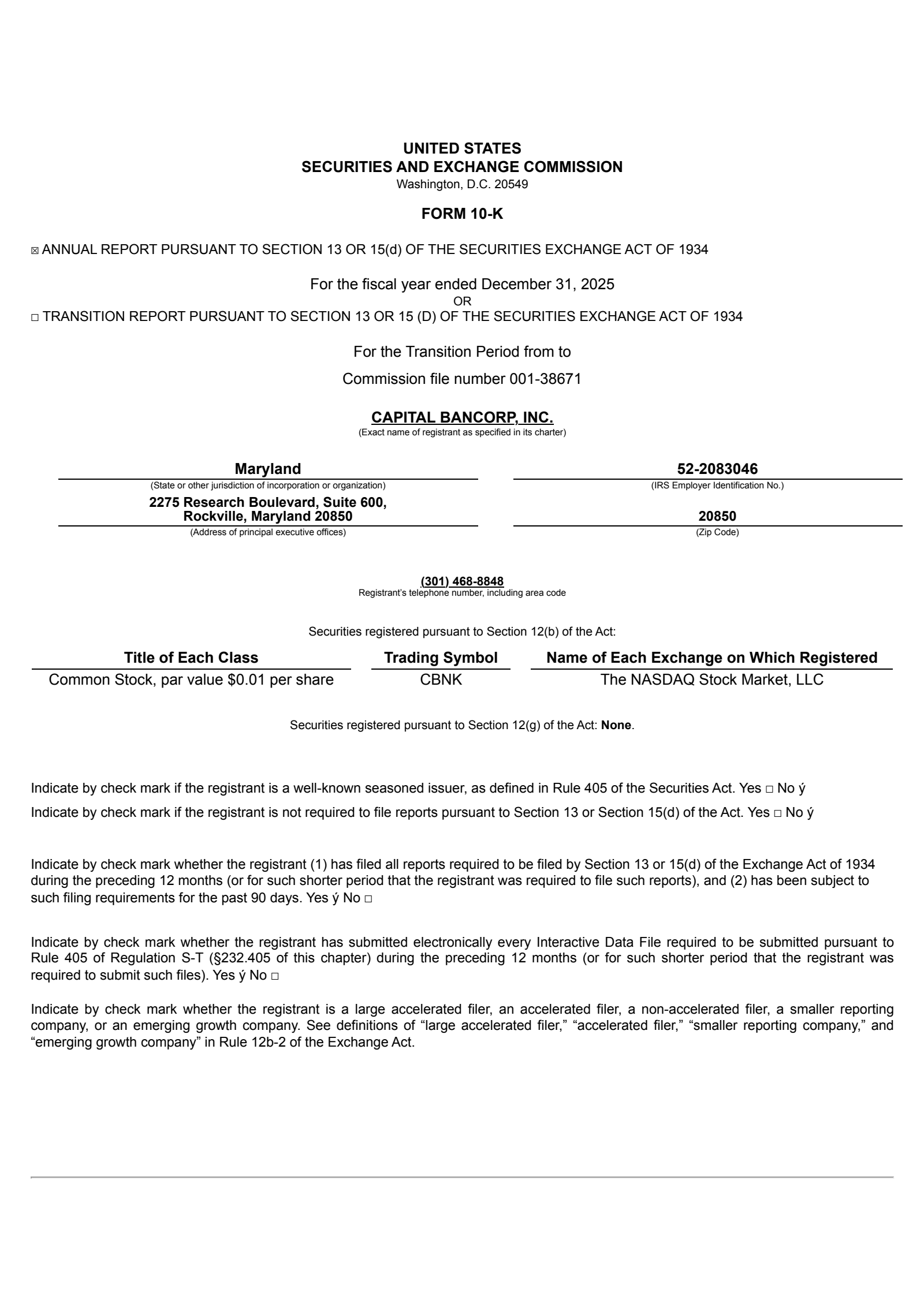 Capital Bancorp's Q4 2025 Annual report