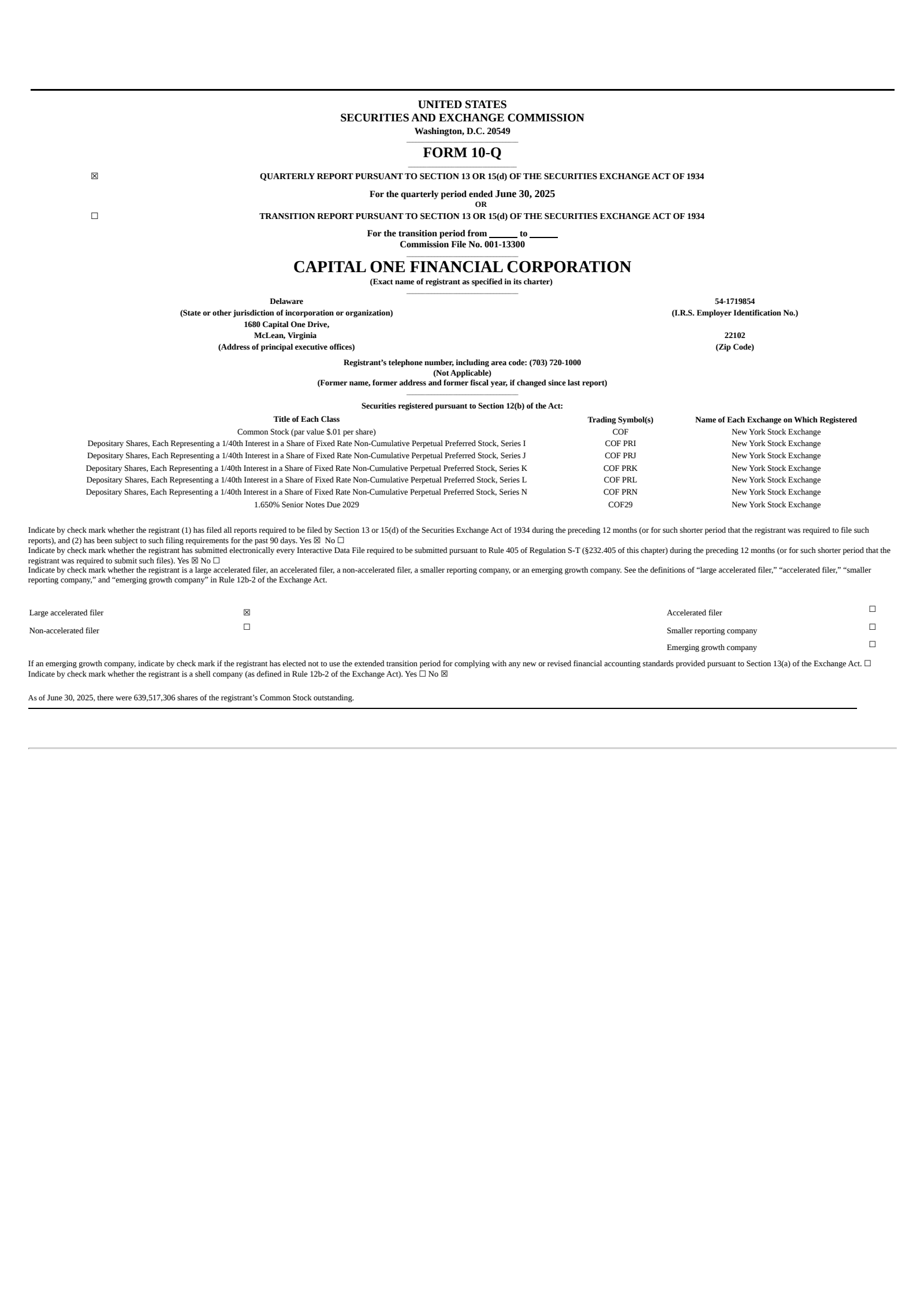 Capital One Financial's Q2 2025 Quarterly report