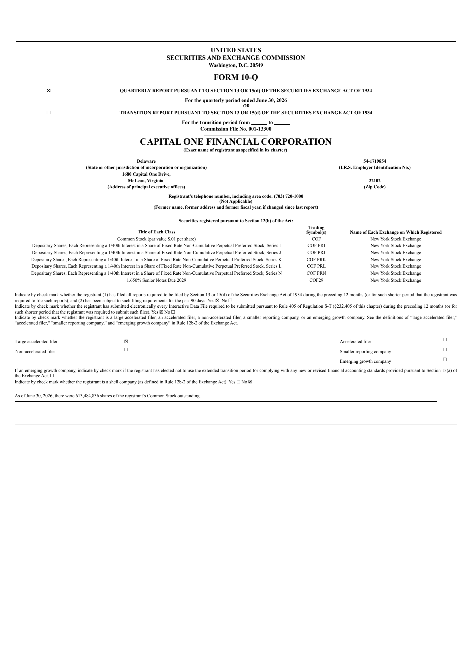 Capital One Financial's Q2 2026 Quarterly report