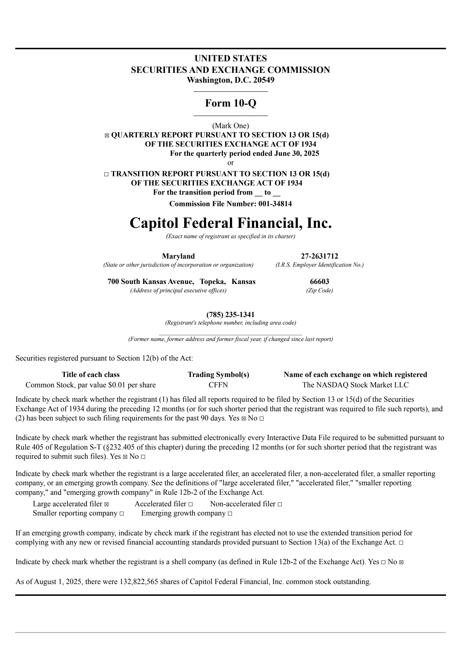 Capitol Federal Financial's Q3 2025 Quarterly report