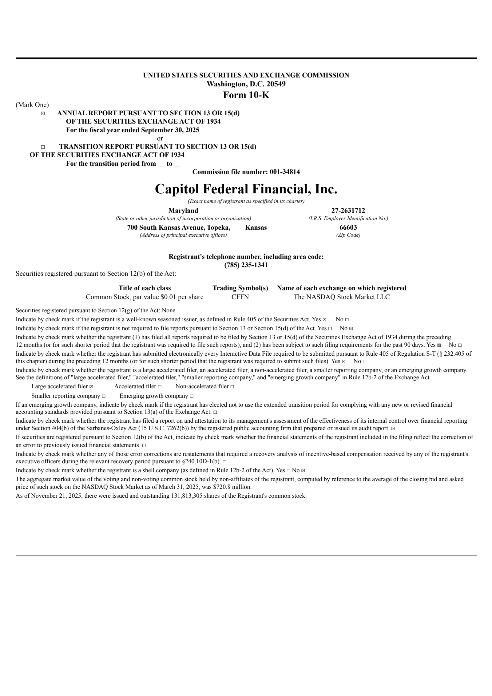 Capitol Federal Financial's Q4 2025 Annual Report