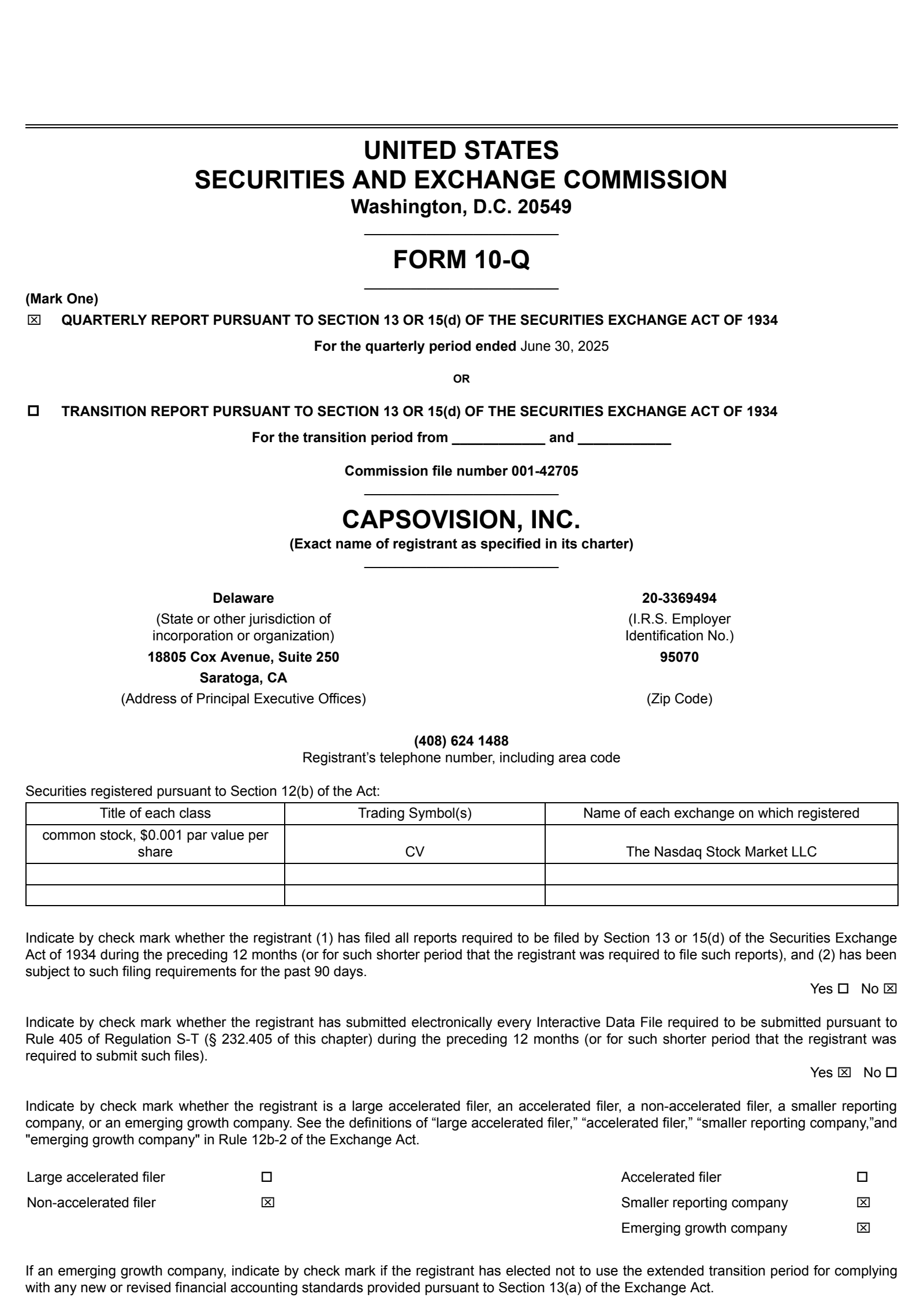 CapsoVision's Q2 2025 Quarterly Report