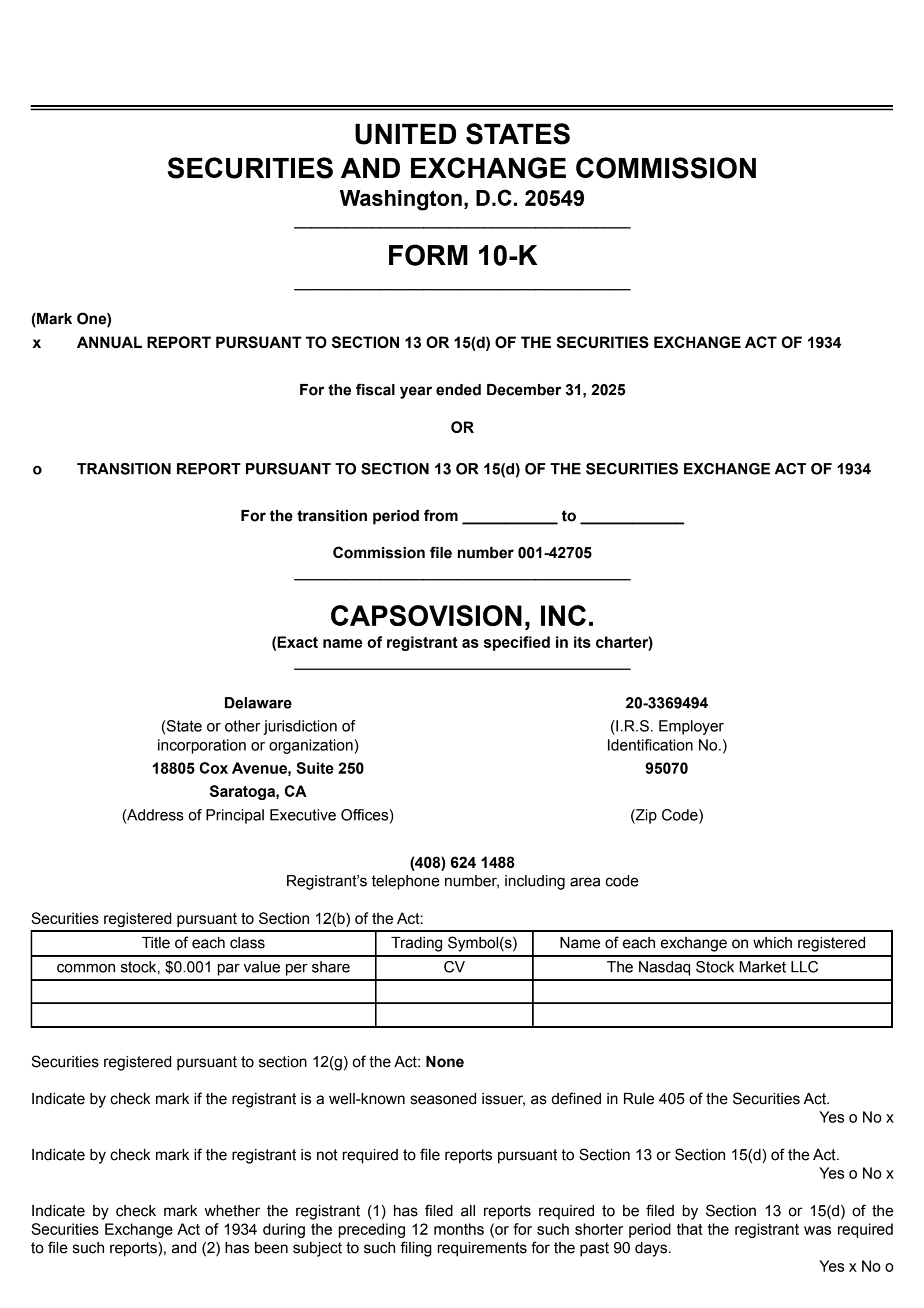 CapsoVision's Q4 2025 Annual report