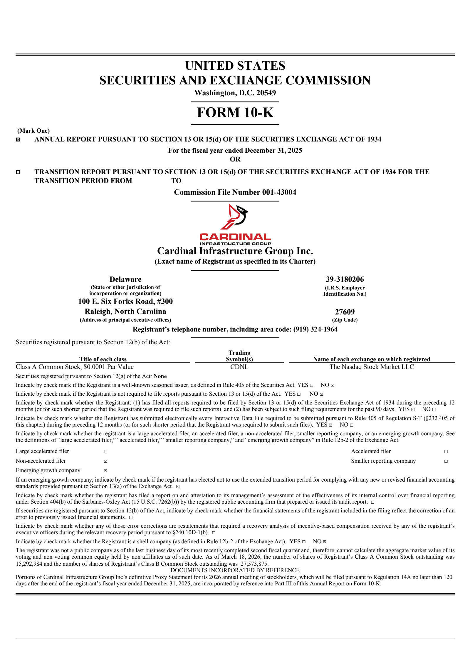 Cardinal Infrastructure Group's Q4 2025 Annual report