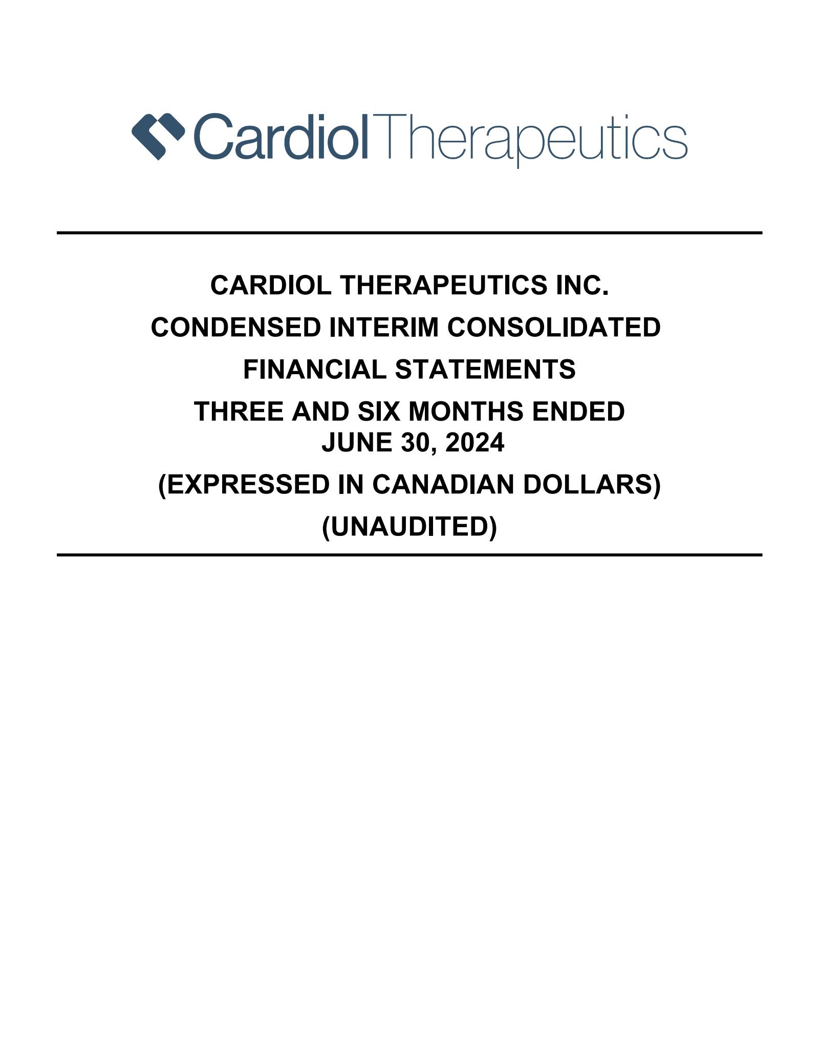 Cardiol Therapeutics' Q2 2024 Report