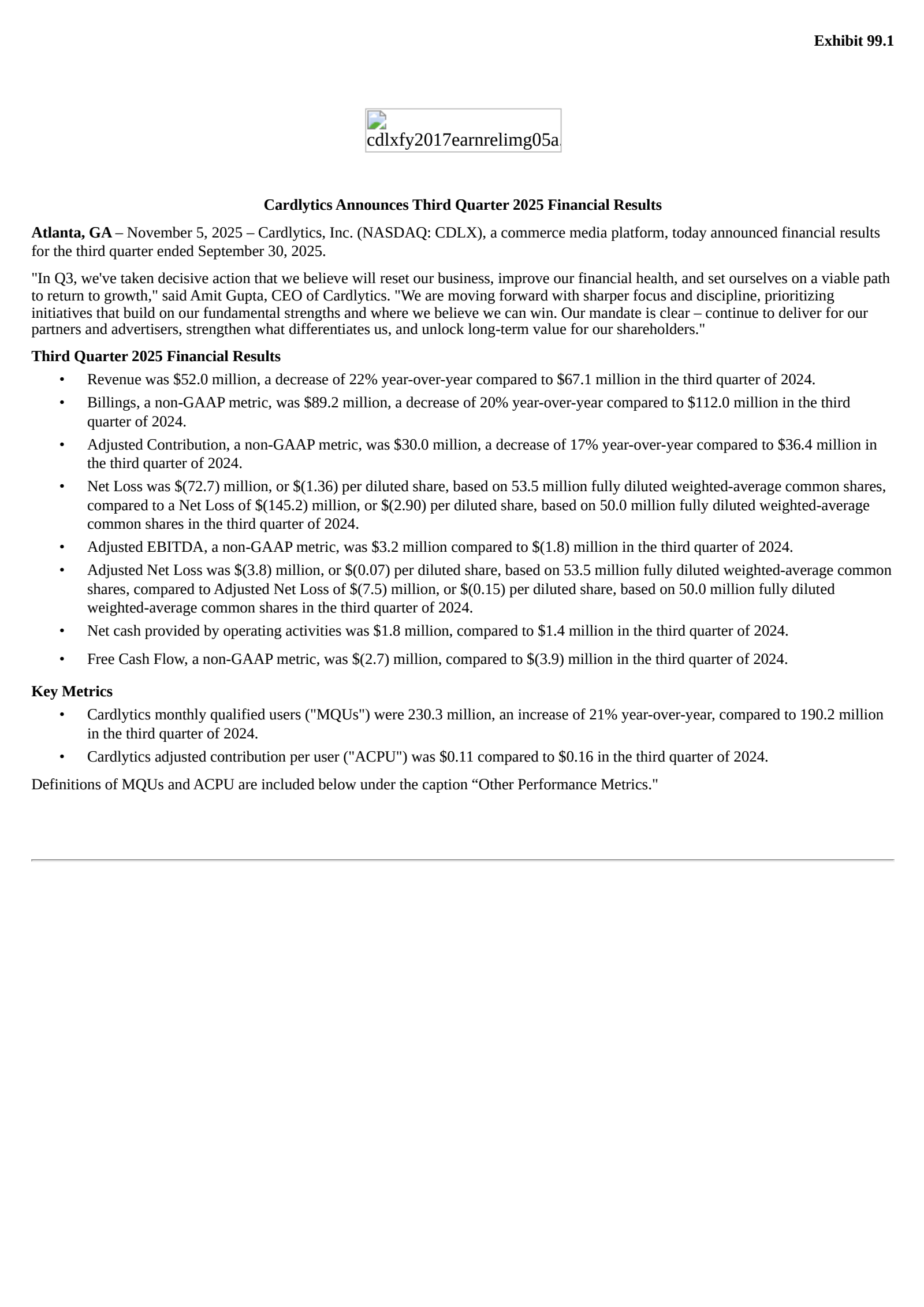 Cardlytics' Q3 2025 Earnings Release