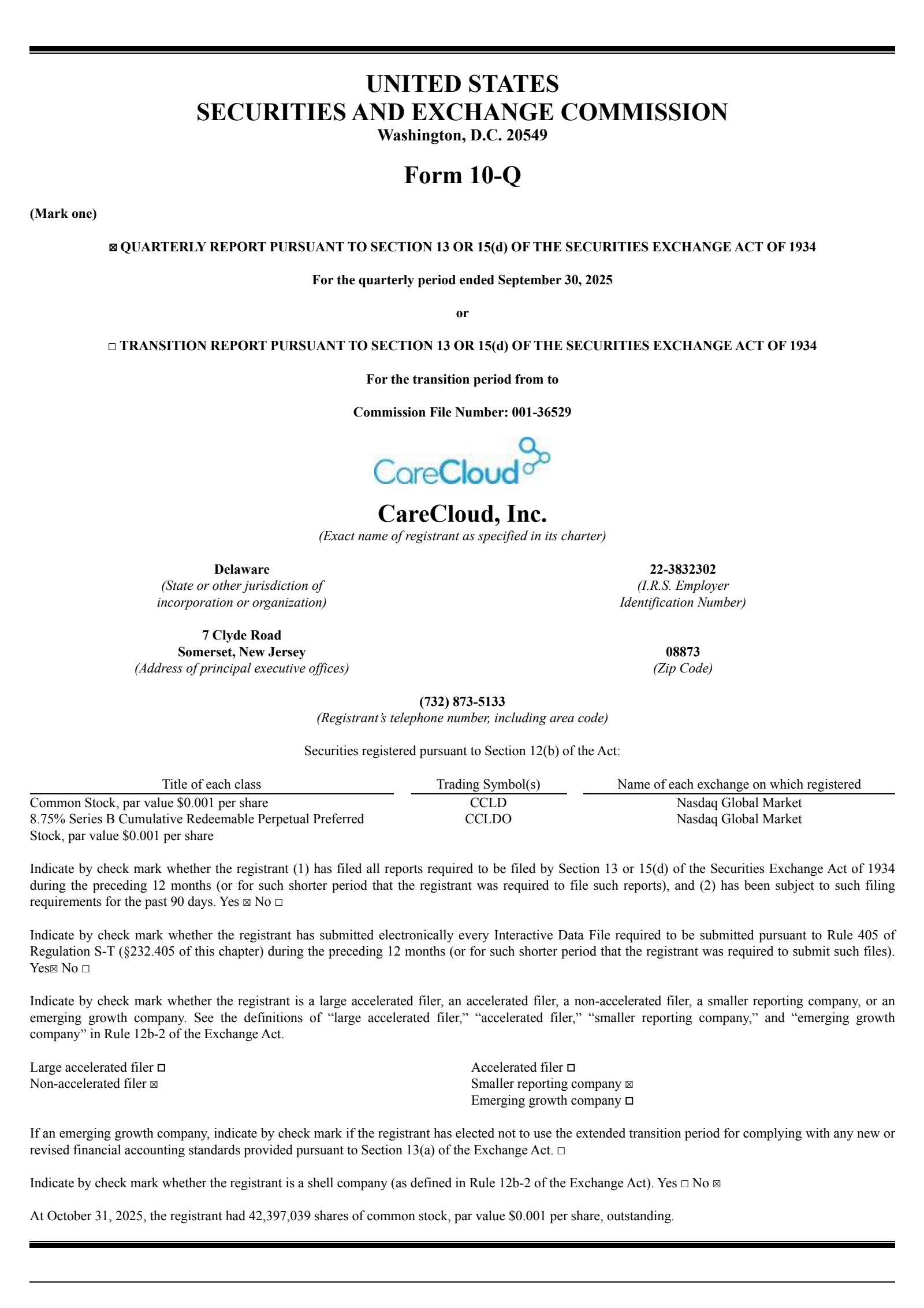 CareCloud's Q3 2025 Quarterly Report