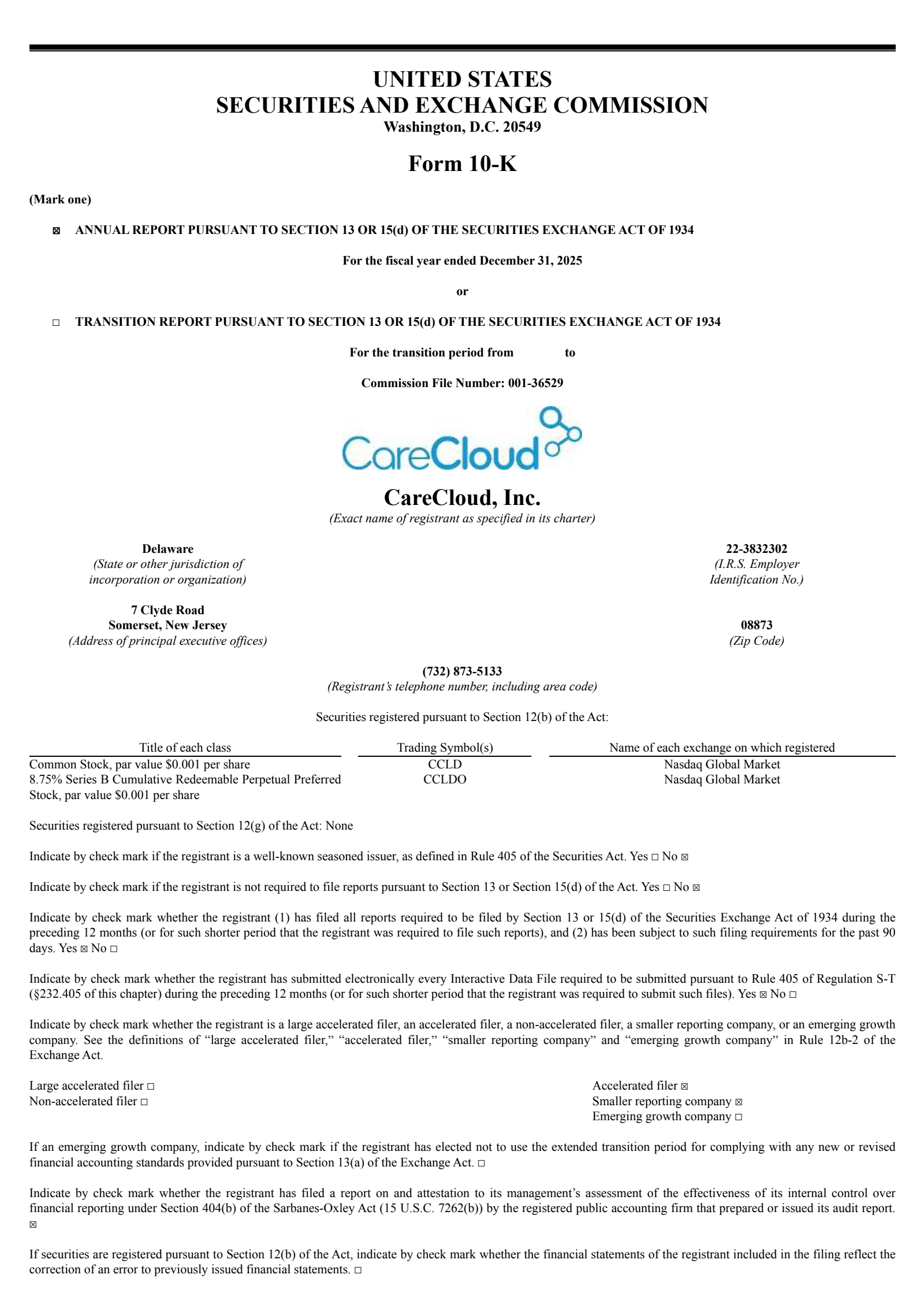 CareCloud's Q4 2025 Annual report