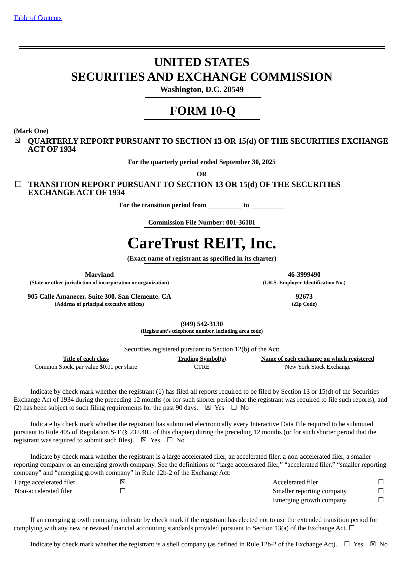CareTrust REIT's Q3 2025 Quarterly Report