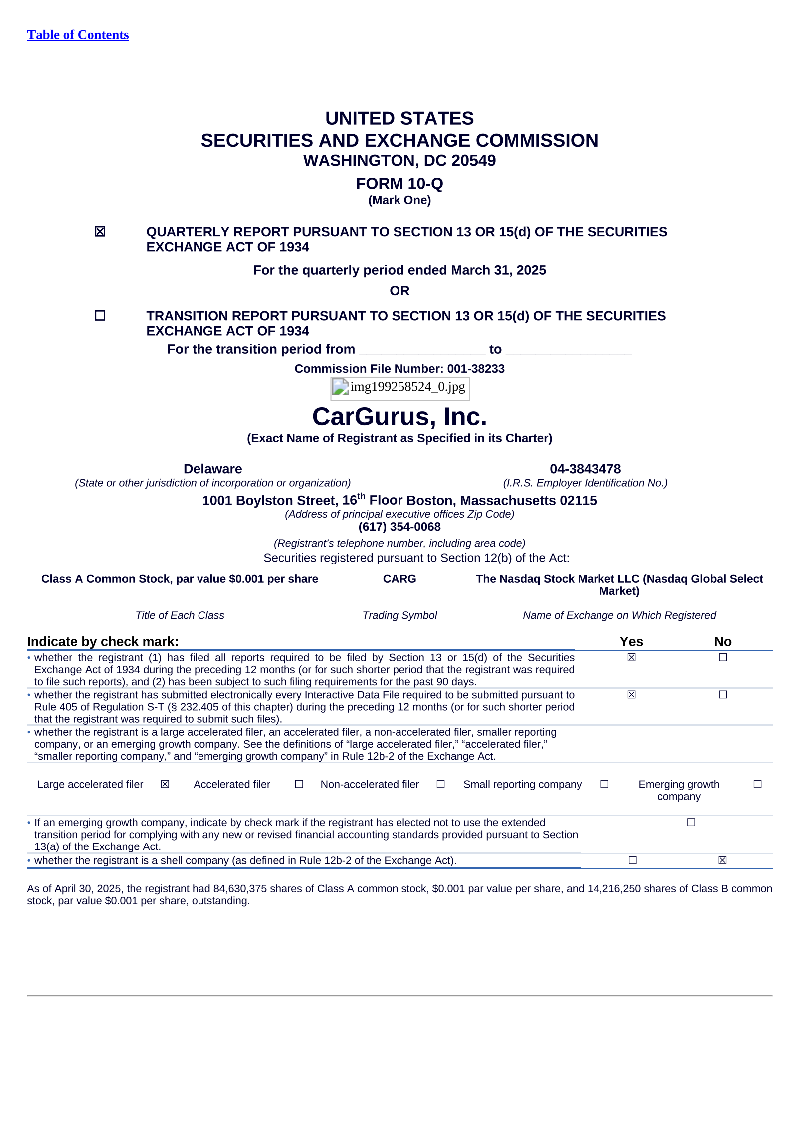 CarGurus' Q1 2025 Quarterly report