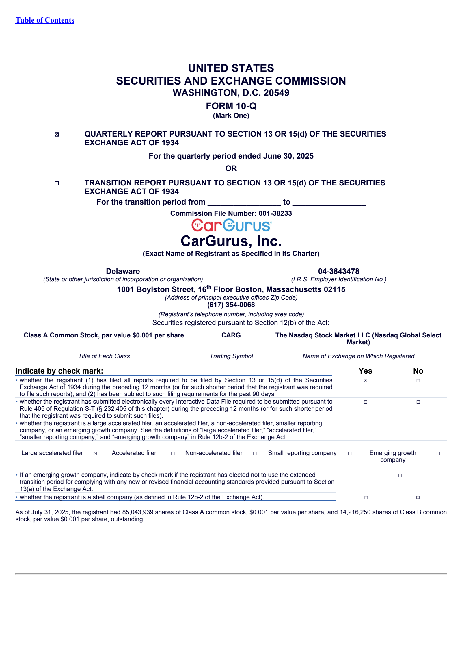 CarGurus' Q2 2025 Quarterly report