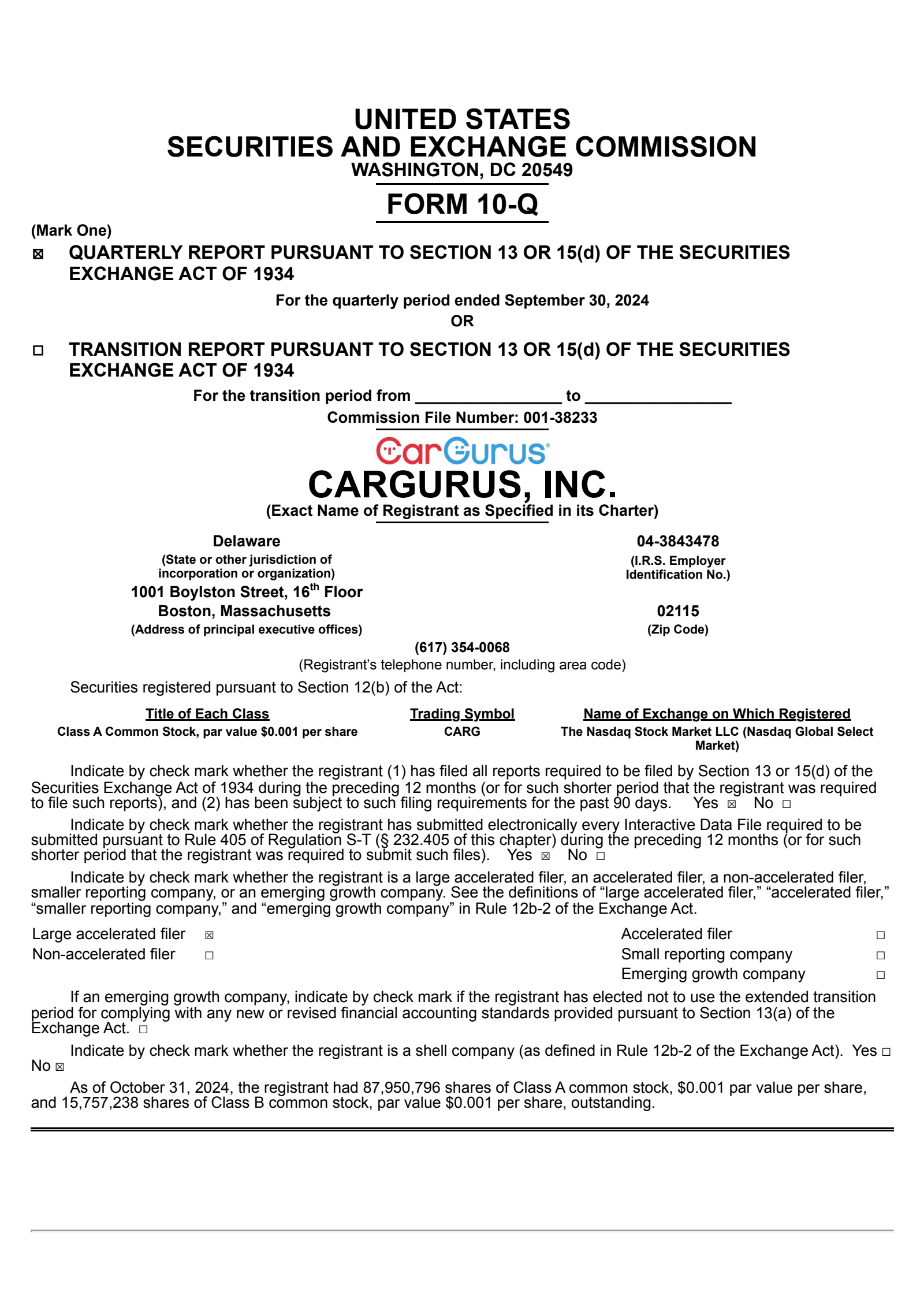 CarGurus' Q3 2024 Quarterly report