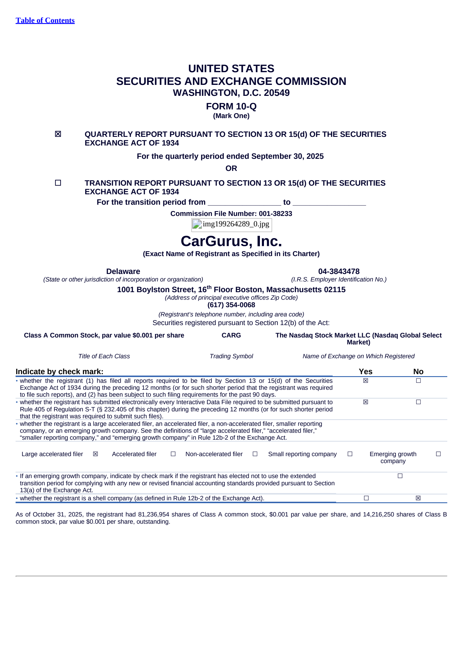CarGurus' Q3 2025 Quarterly Report