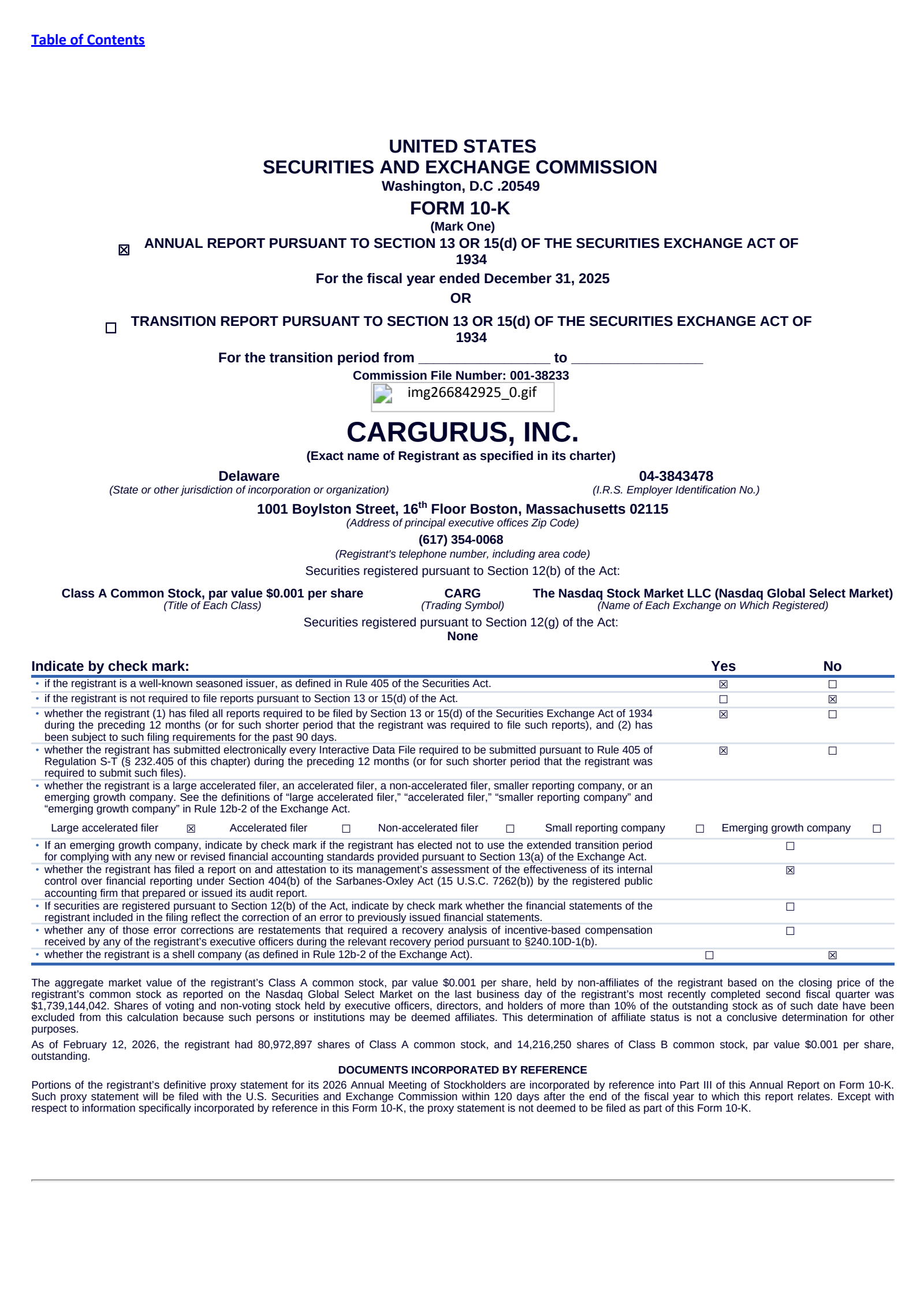 CarGurus' Q4 2025 Annual report