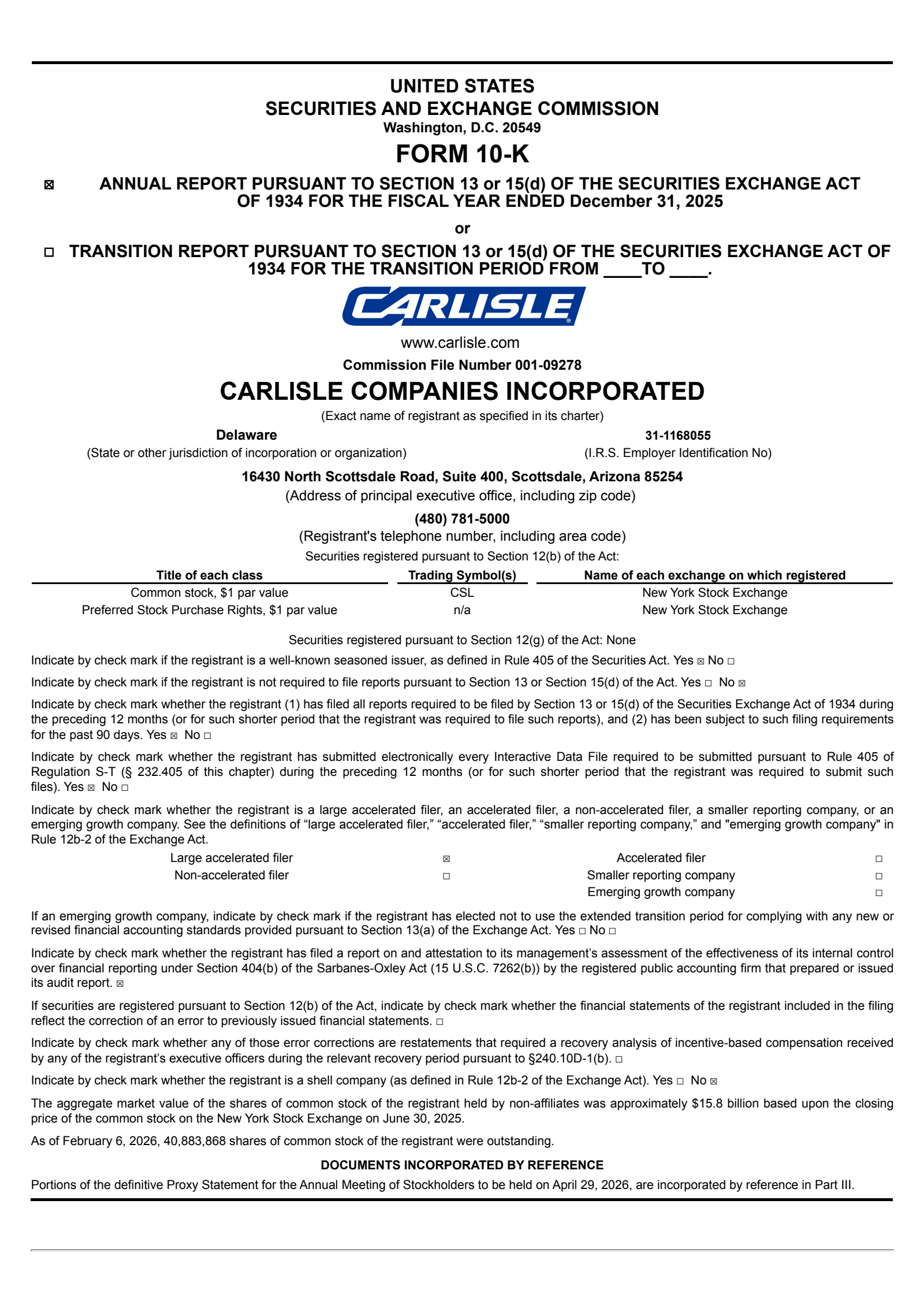 Carlisle Companies' Q4 2025 Annual report