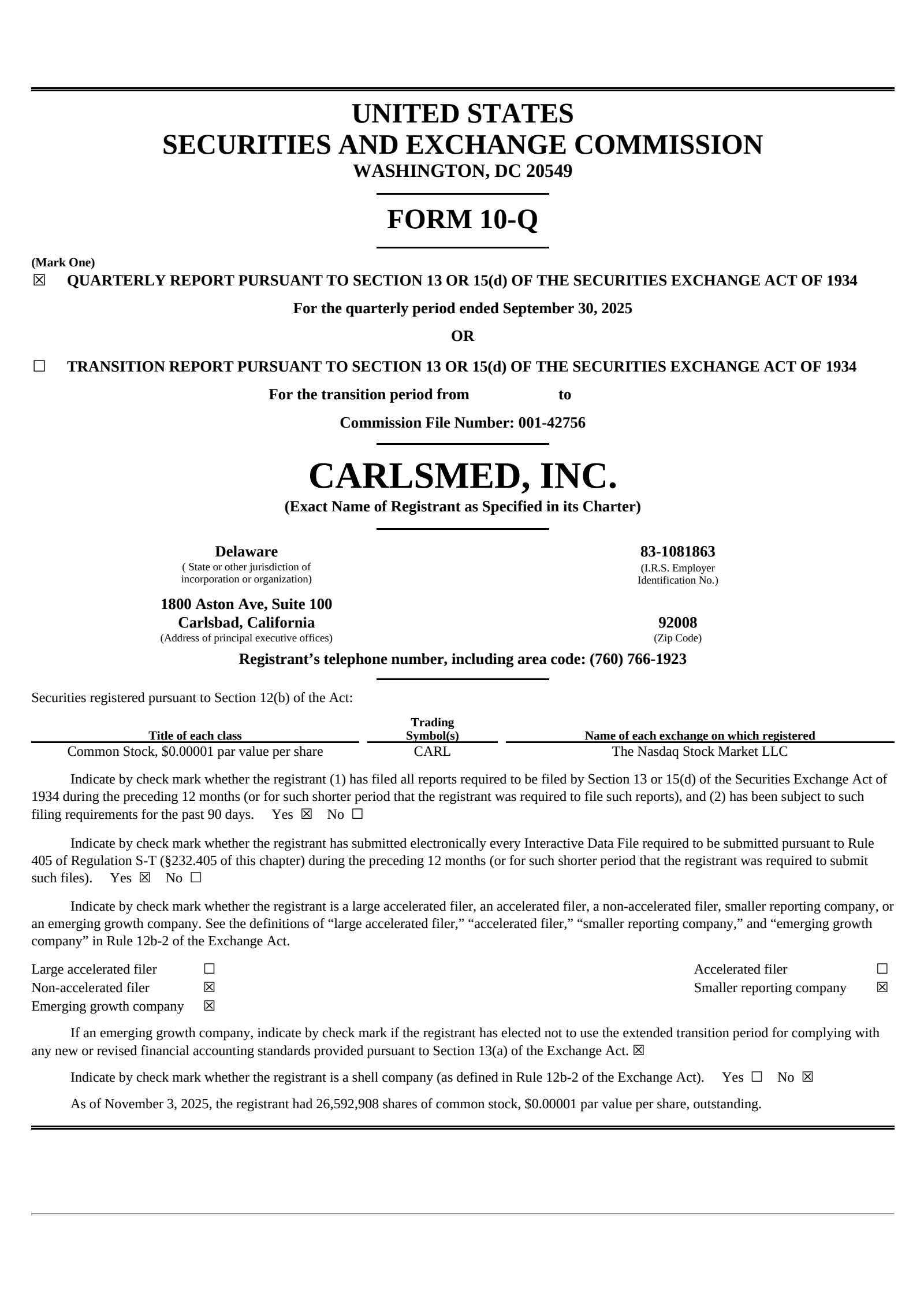 Carlsmed's Q3 2025 Quarterly Report