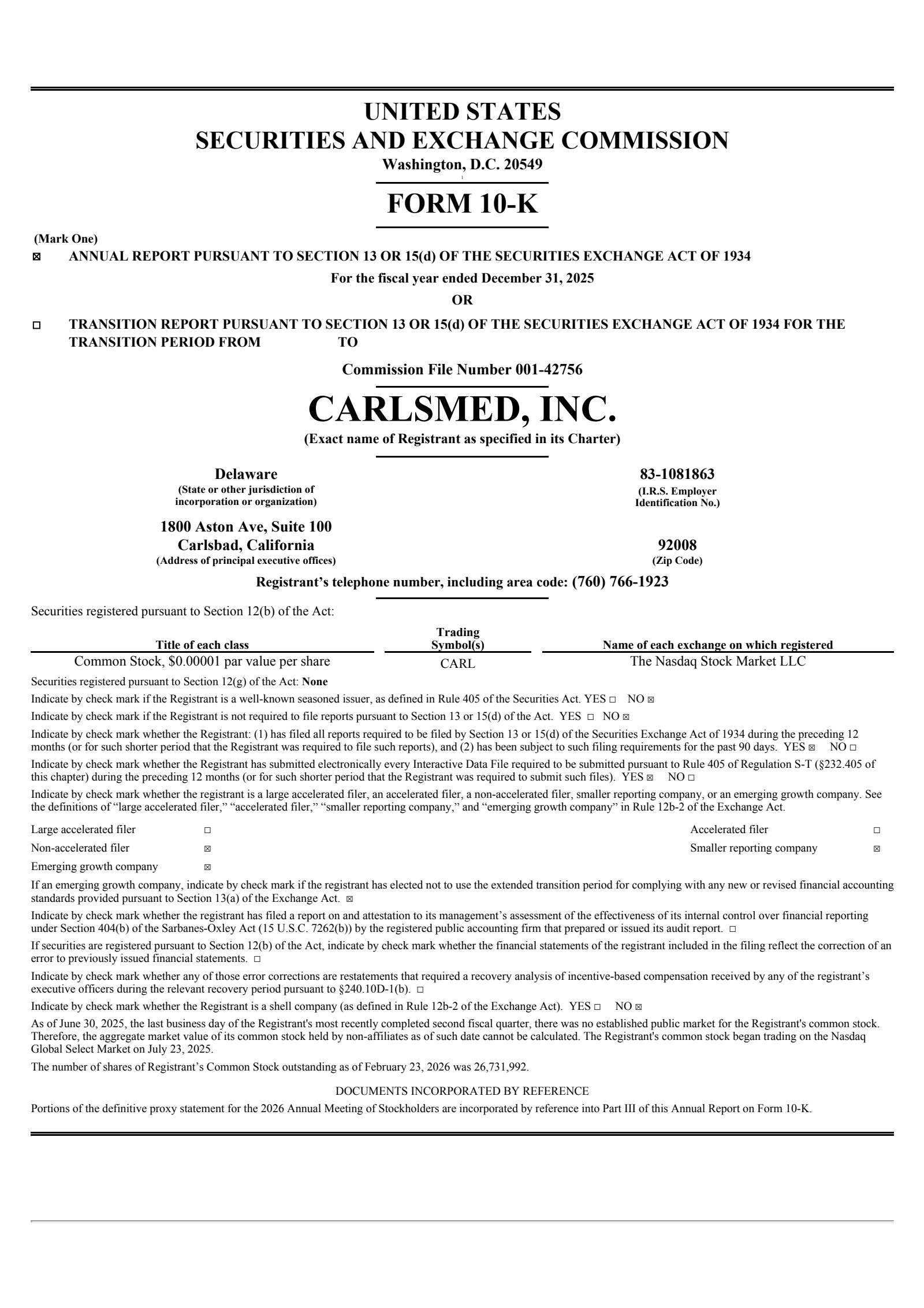 Carlsmed's Q4 2025 Annual report