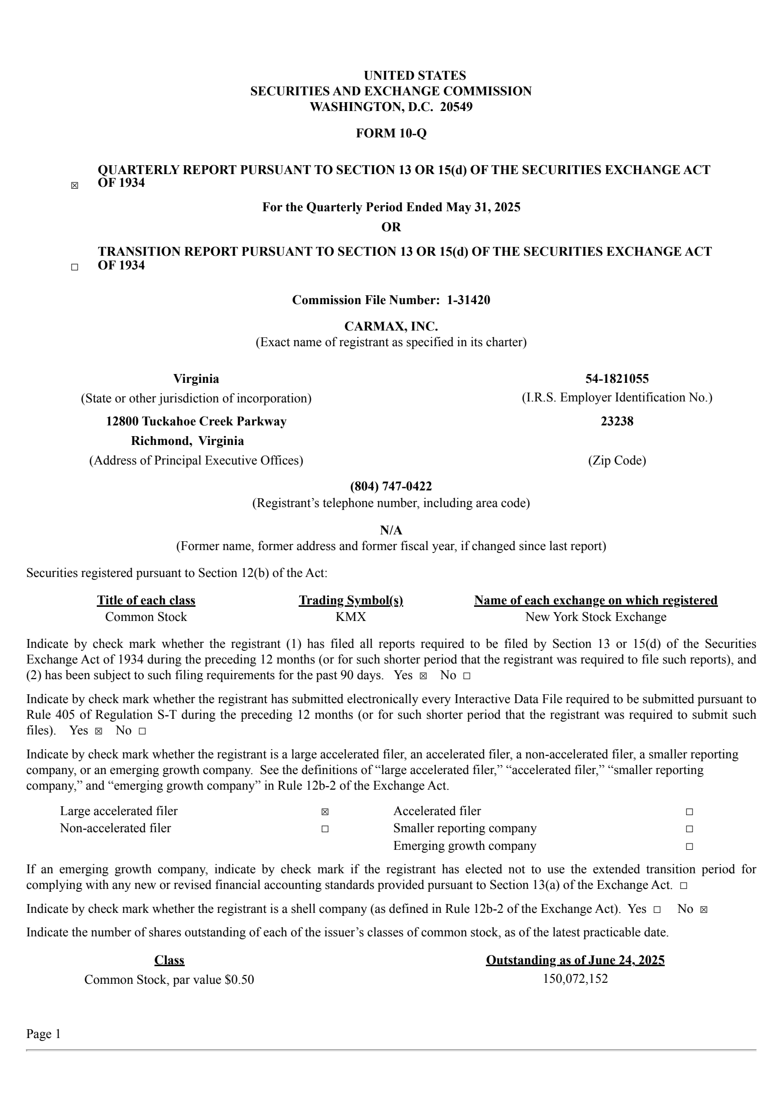 CarMax's Q1 2026 Quarterly report