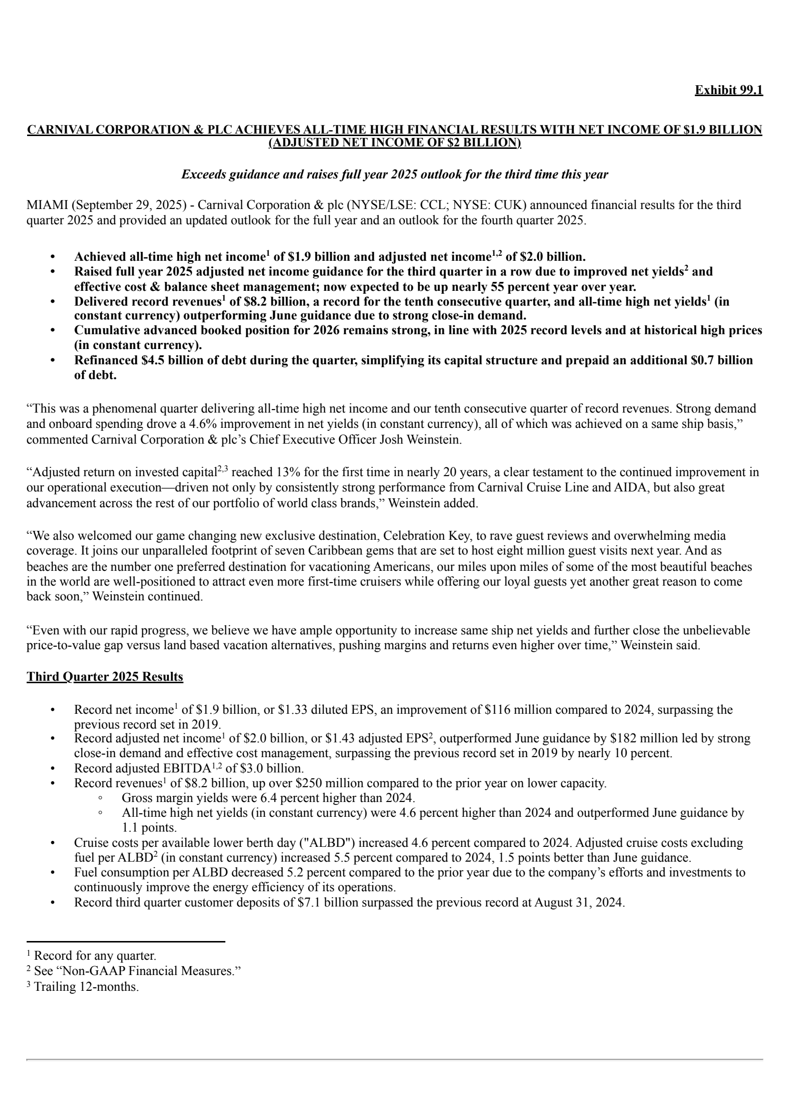 Carnival's Q3 2025 Earnings Release
