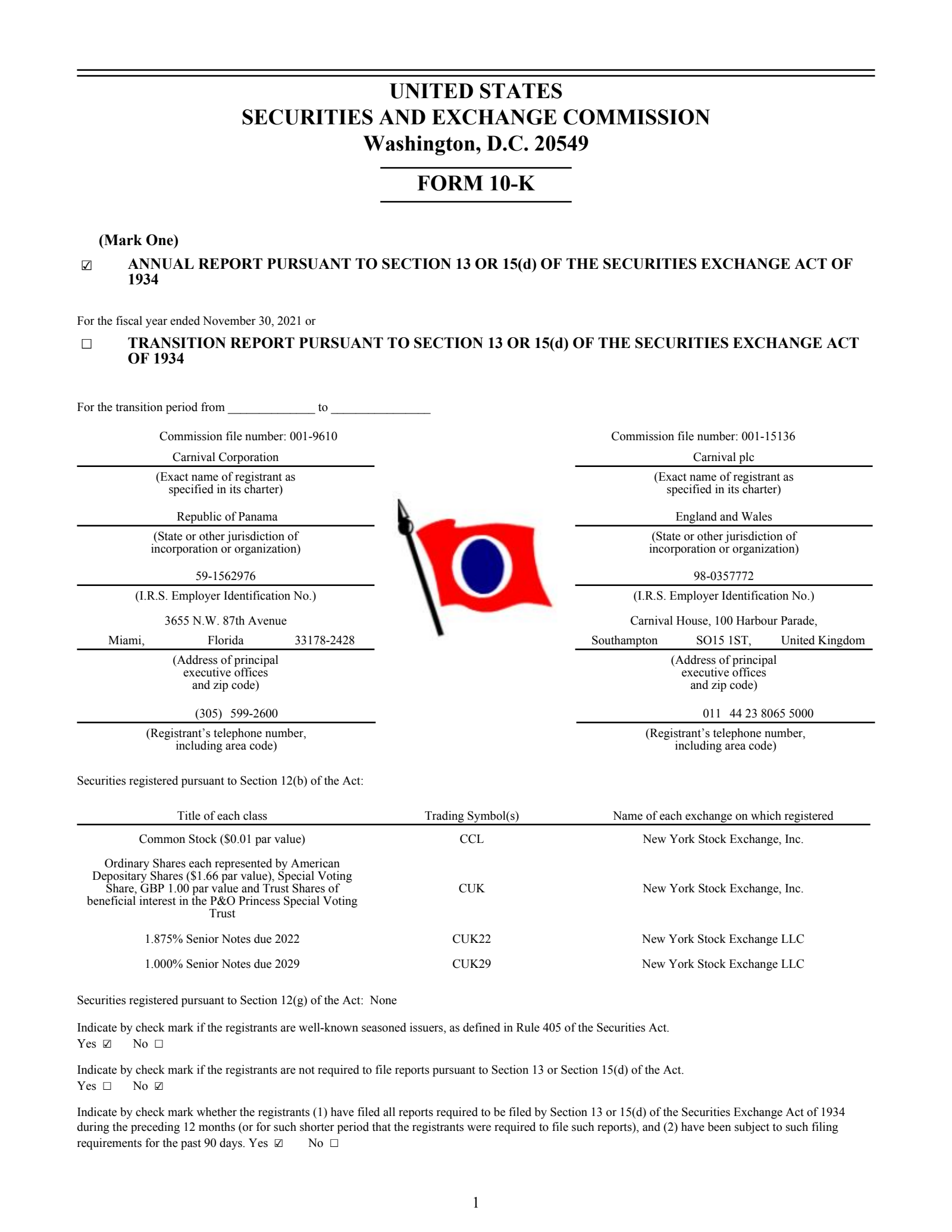 Carnival's Q4 2021 Annual report